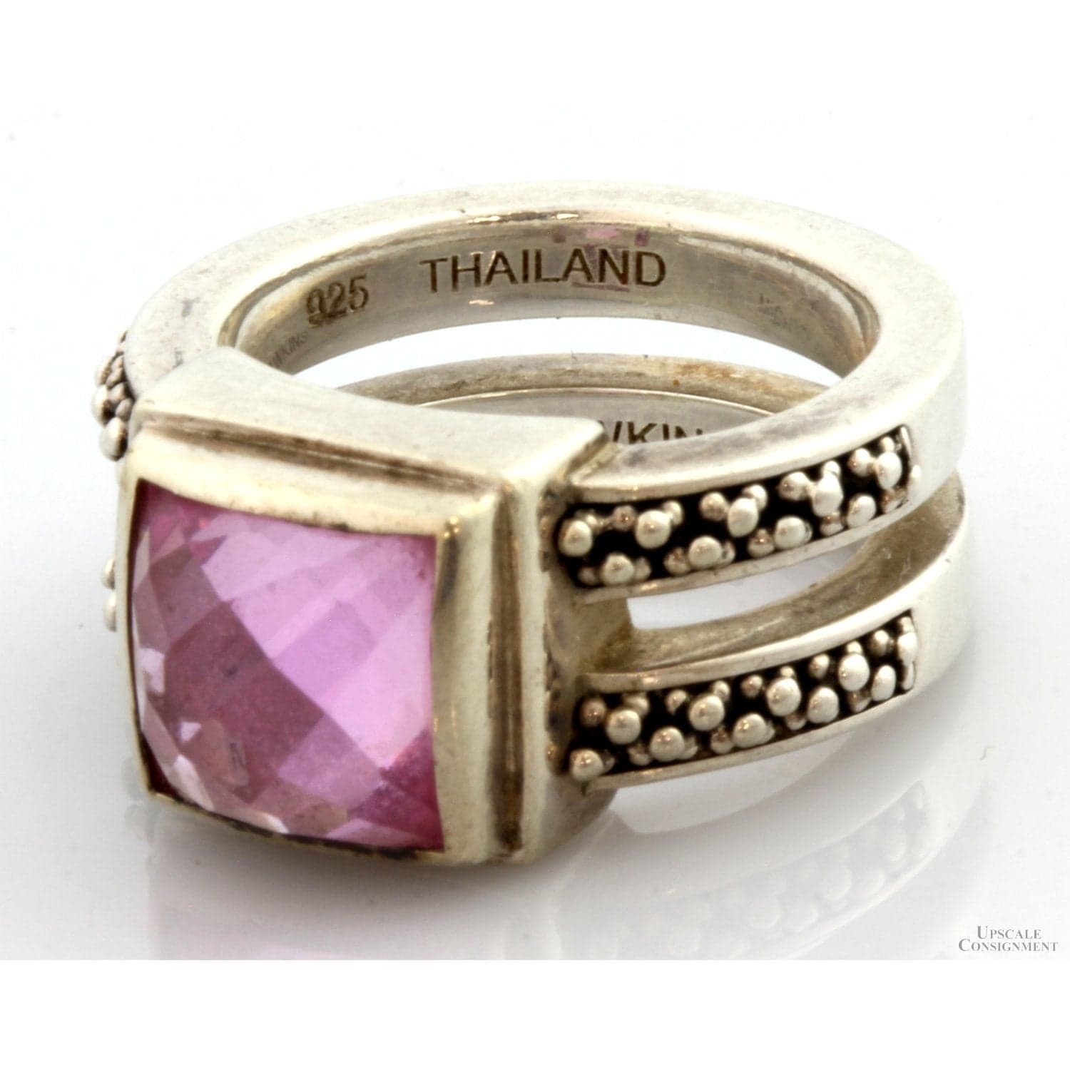 8.54ct Rose-Cut Created Pink Sapphire Sterling Silver Ring - Size 6.5 - Thumbnail 2