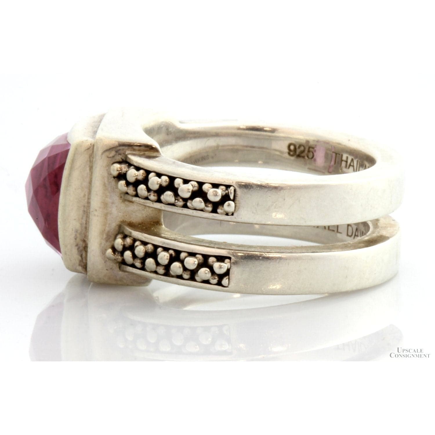 8.54ct Rose-Cut Created Pink Sapphire Sterling Silver Ring - Size 6.5 - Thumbnail 5