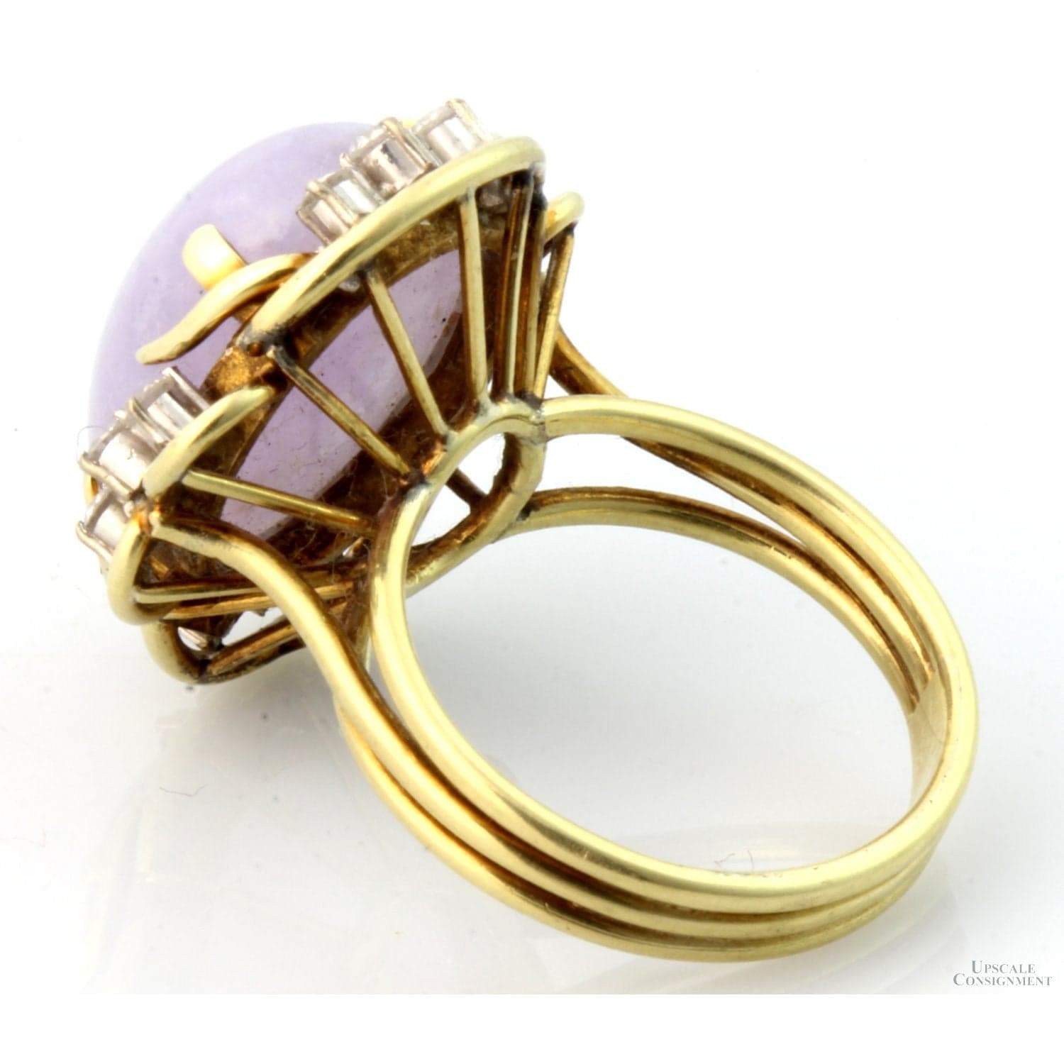 9.81ct Lavender Jadeite Jade .35ctw Diamond 14K Gold Ring - Size 6.5 - Thumbnail 5