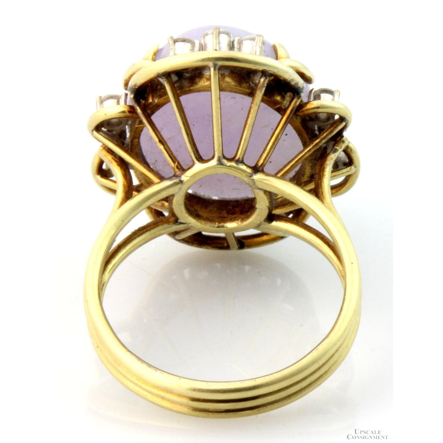 9.81ct Lavender Jadeite Jade .35ctw Diamond 14K Gold Ring - Size 6.5 - Thumbnail 6