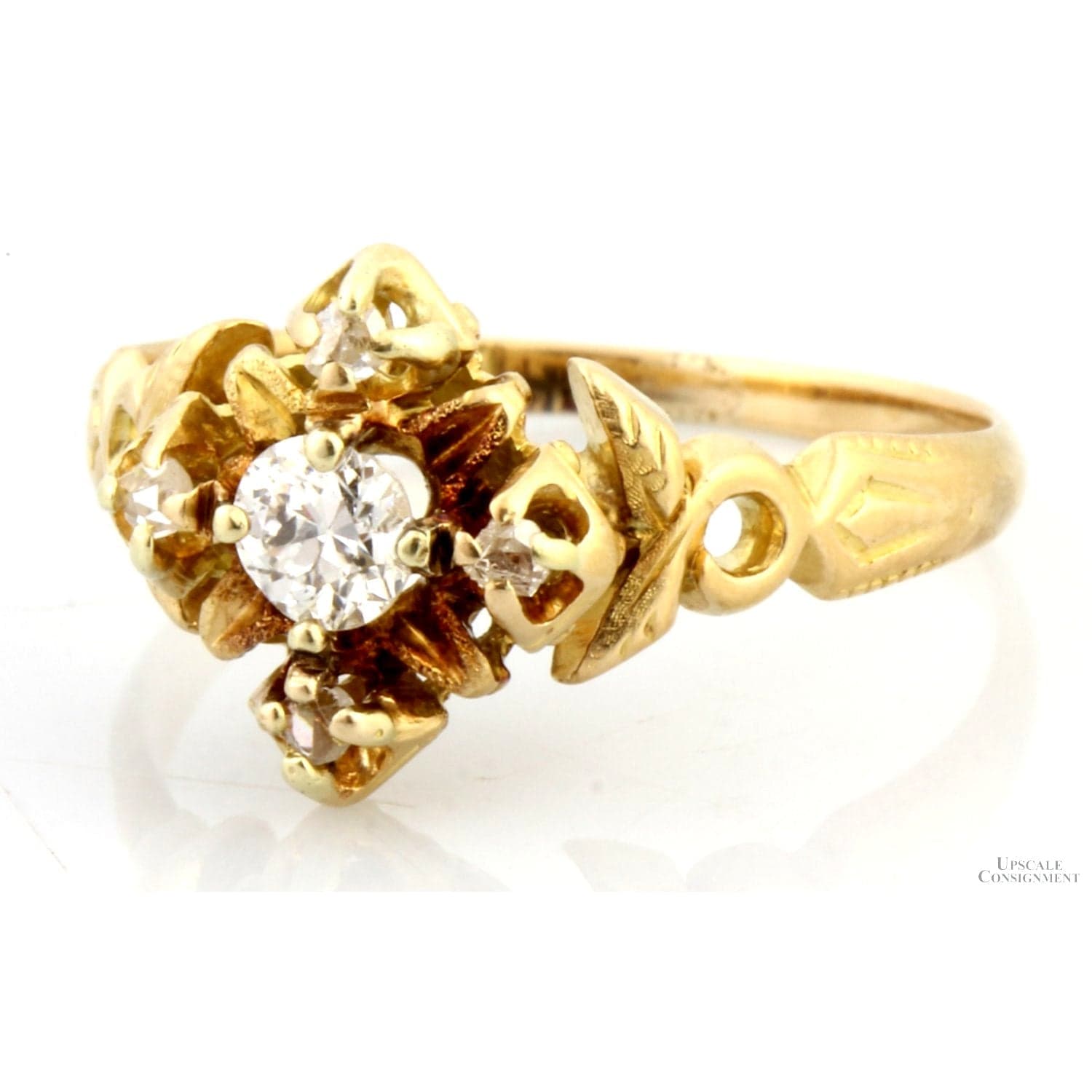 Old European Cut & Rose Cut Diamond 18K Yellow Gold Ring - Size 5.75 - Thumbnail 2