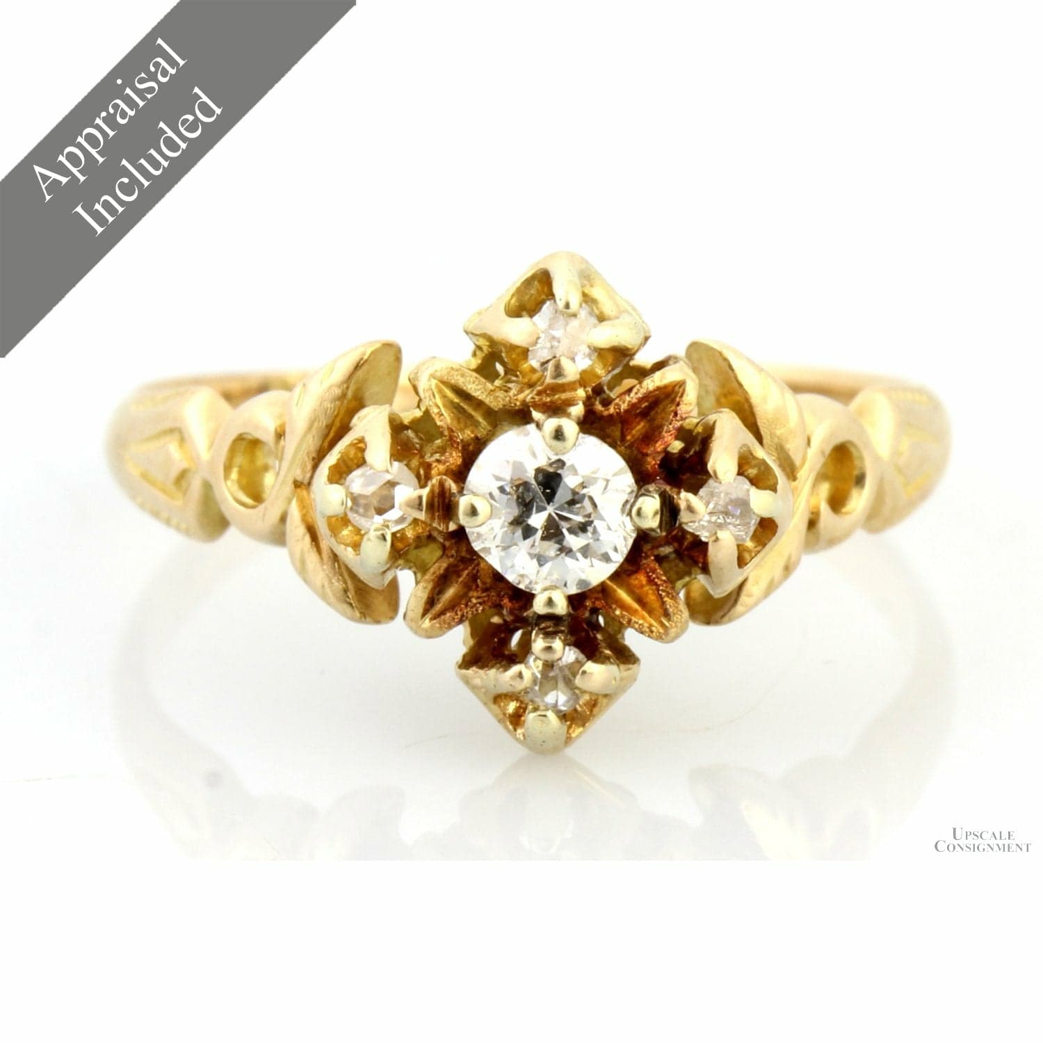 Old European Cut & Rose Cut Diamond 18K Yellow Gold Ring - Size 5.75 - Image 1