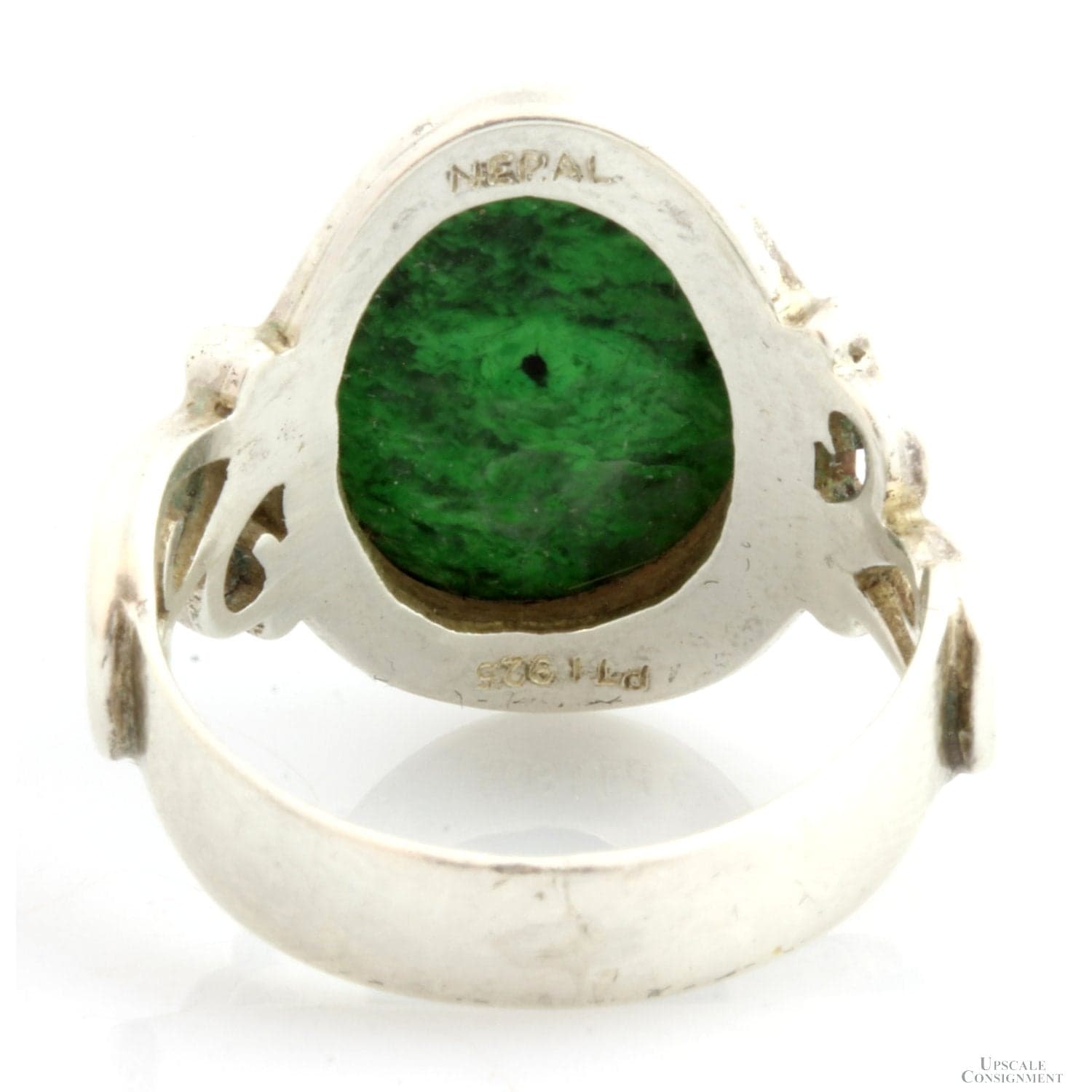 7.30ct Deep Green Maw-Sit-Sit Cabochon Sterling Silver Ring - Size 9.75 - Thumbnail 4