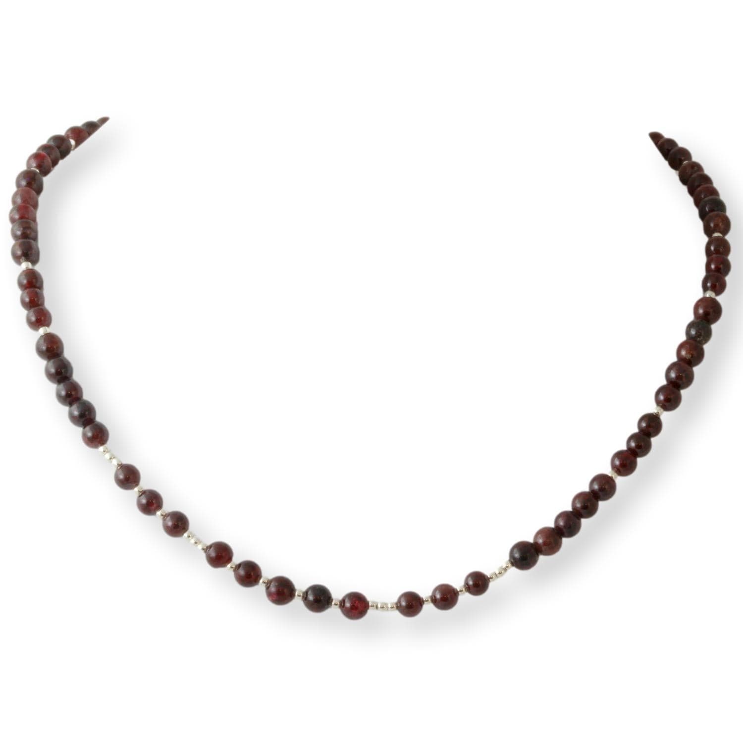 Natural Garnet & Sterling Silver Bead Three Piece Set - 18 in - Thumbnail 2