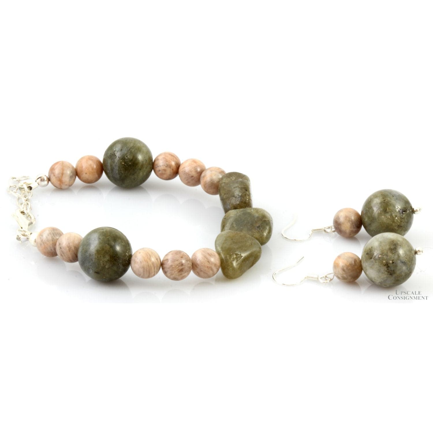 Natural Labradorite & Moonstone Sterling Silver Three Piece Set - 18 in - Thumbnail 3