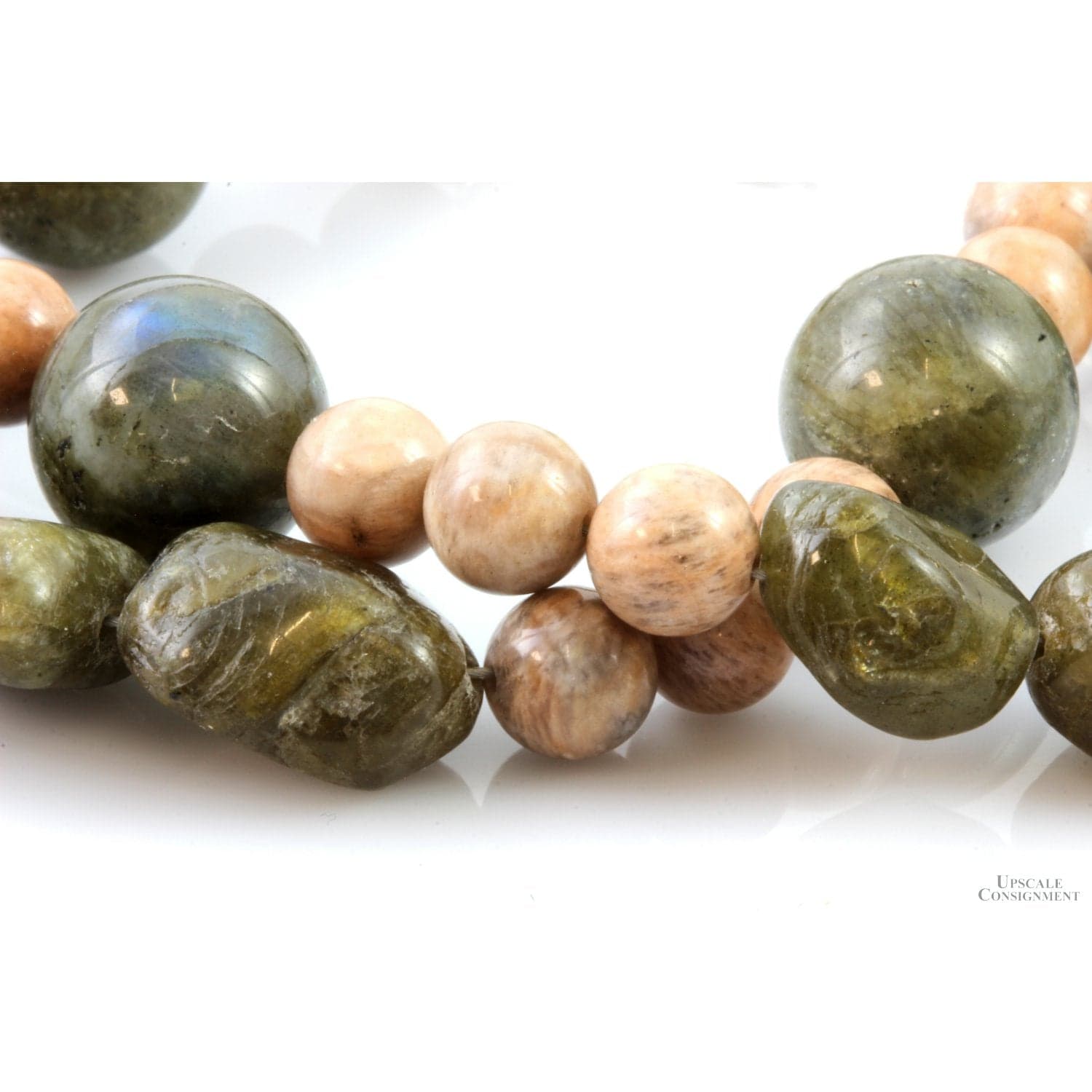 Natural Labradorite & Moonstone Sterling Silver Three Piece Set - 18 in - Thumbnail 5