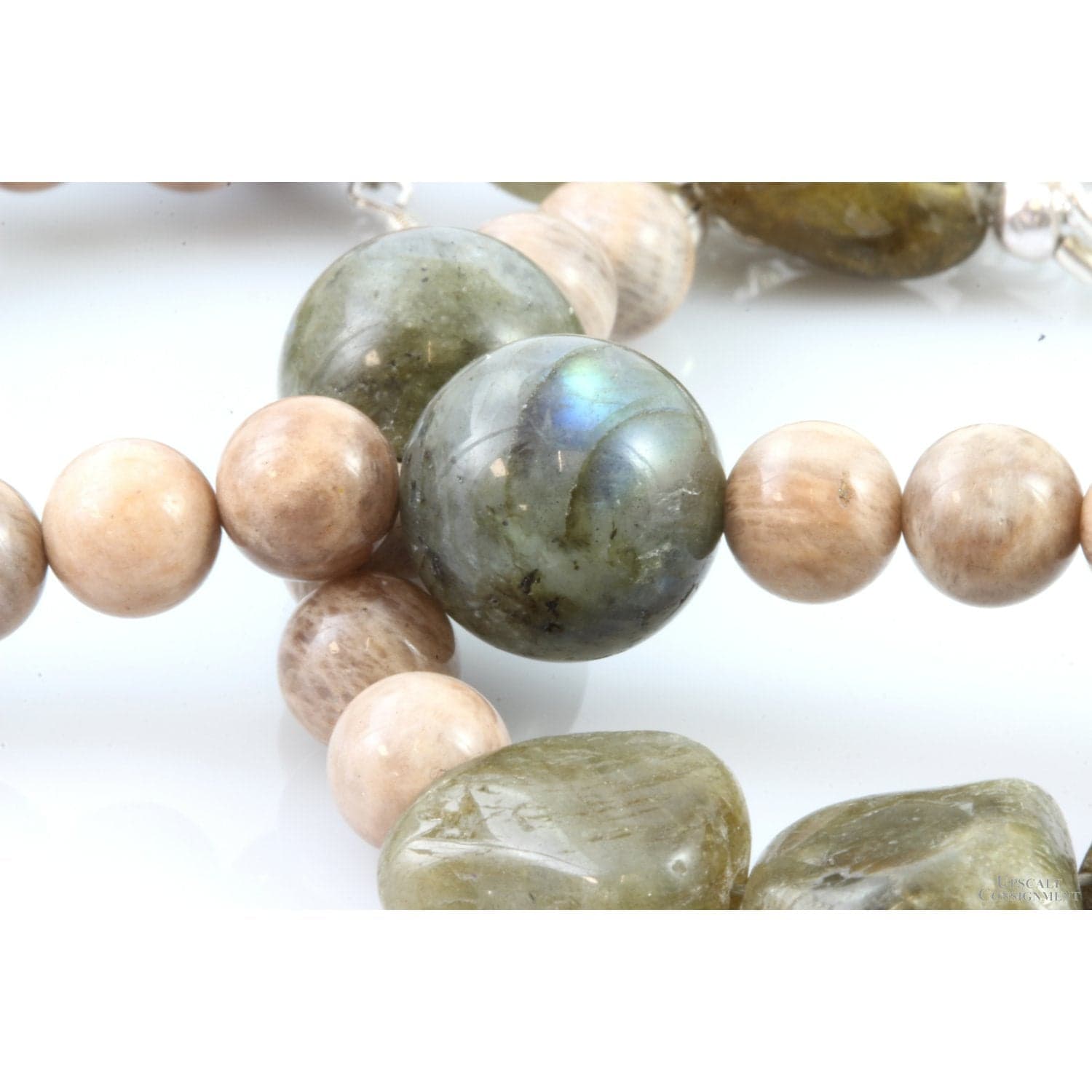 Natural Labradorite & Moonstone Sterling Silver Three Piece Set - 18 in - Thumbnail 4