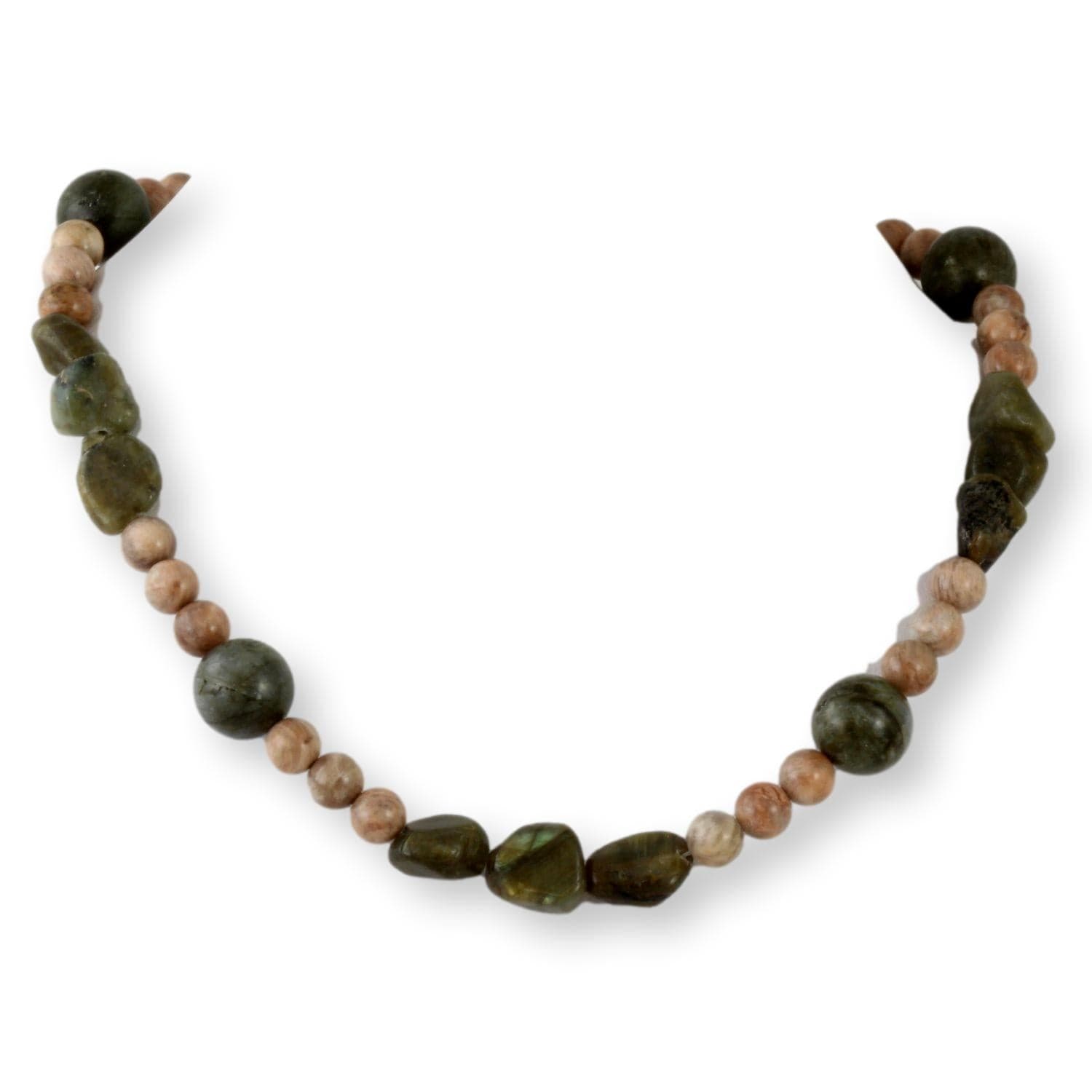 Natural Labradorite & Moonstone Sterling Silver Three Piece Set - 18 in - Thumbnail 2