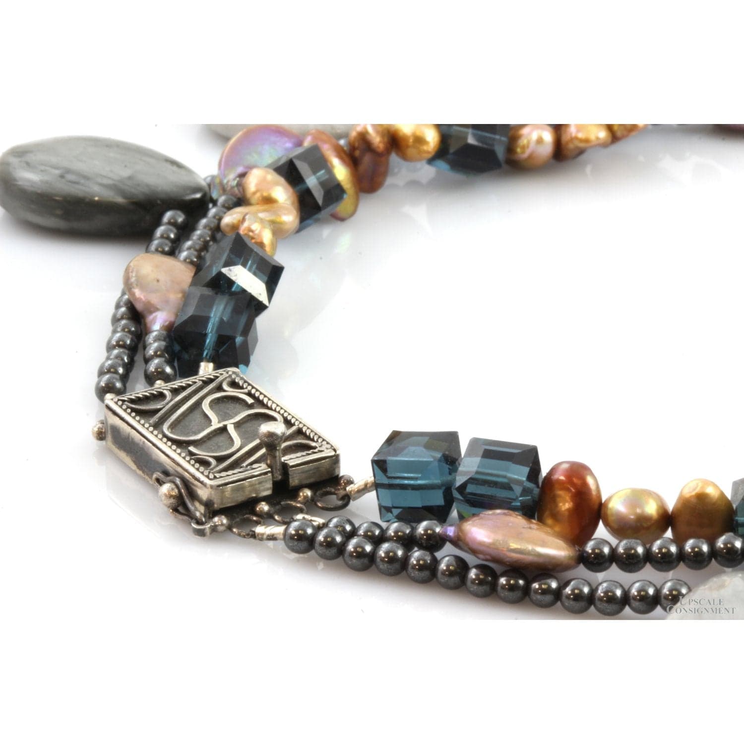 Jasper, Pearl, & Hematite Bead 16" Sterling Silver Necklace - 16 in - Thumbnail 4