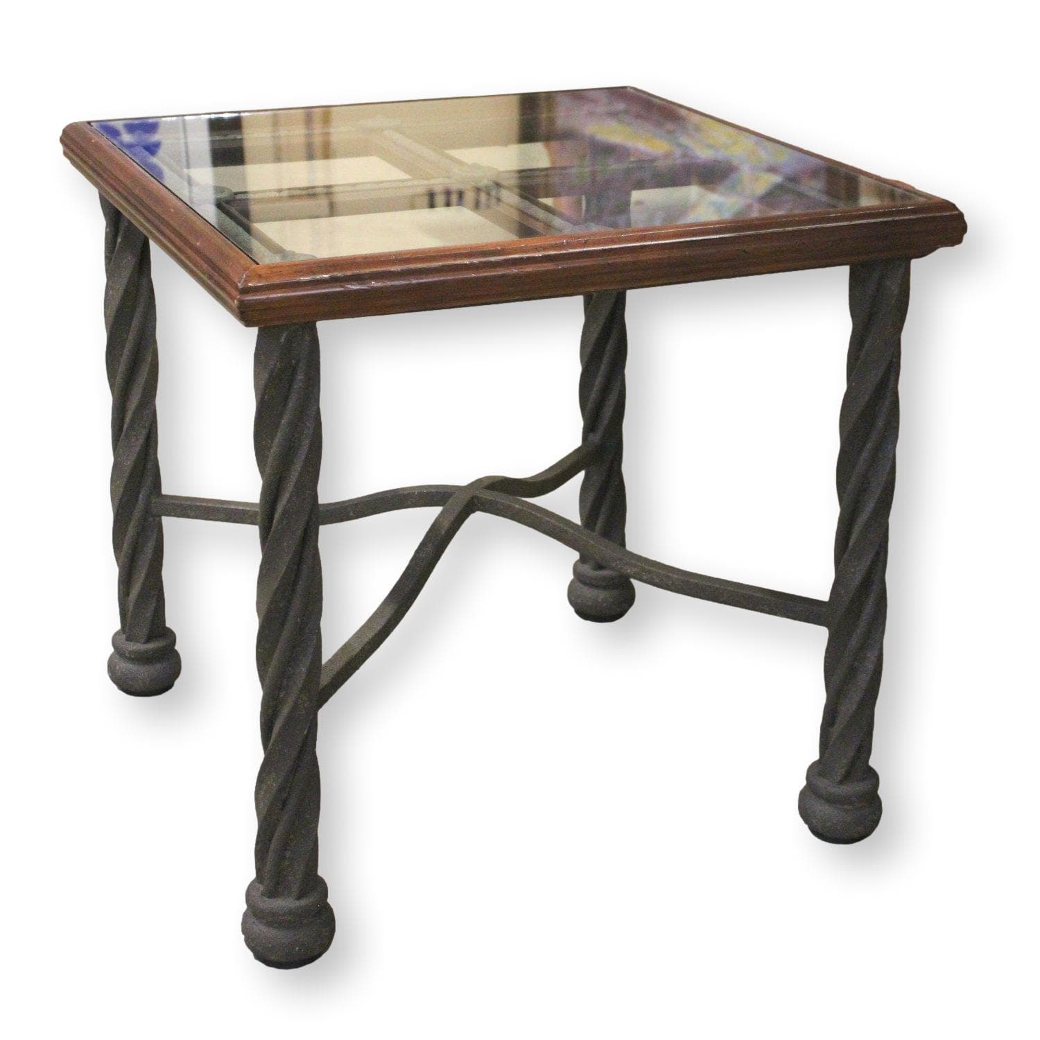 Square Glass Insert Top End Table - Image 1