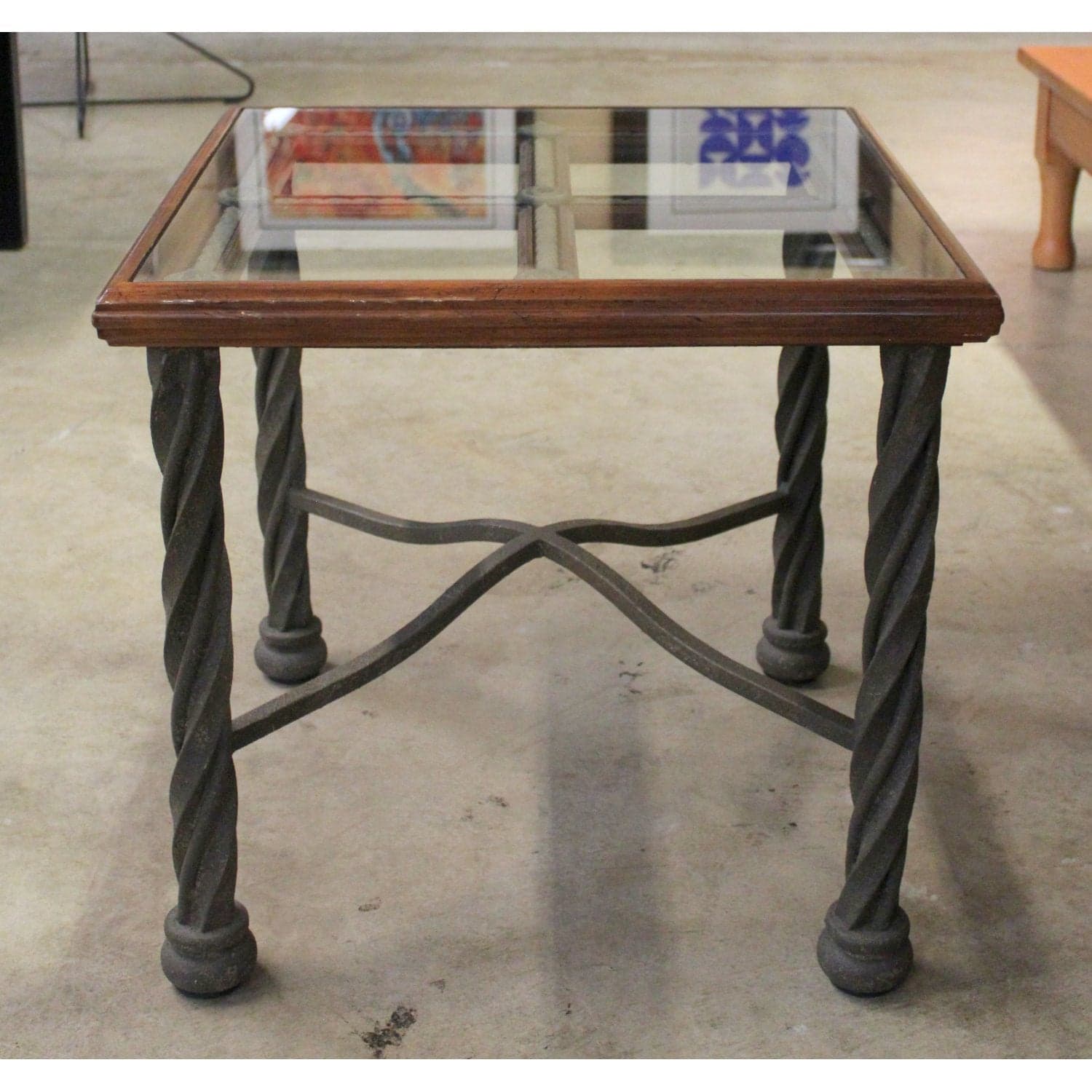 Square Glass Insert Top End Table - Thumbnail 2