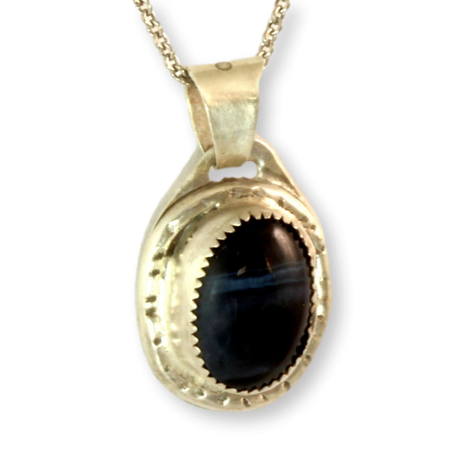 Banded Obsidian Pendant & Leather Strand - Jason Livington - 18 in - Image 1