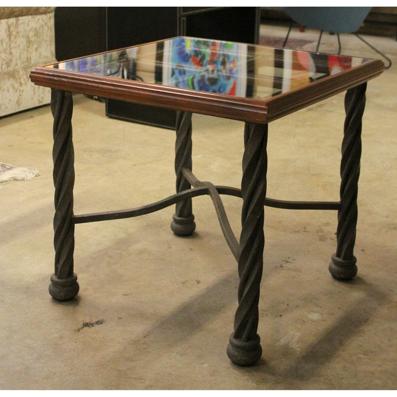 Square Glass Insert Top End Table - Thumbnail 3