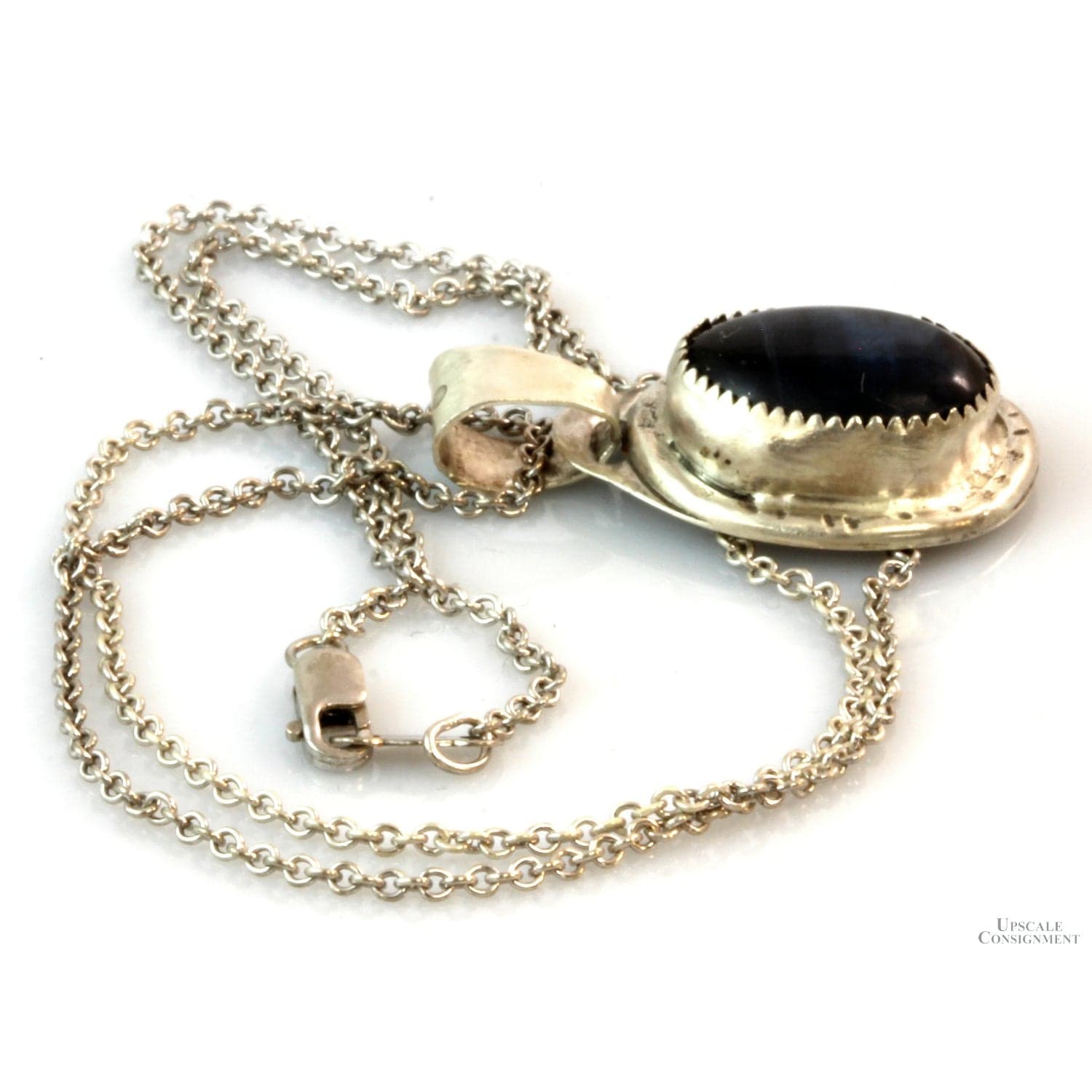 Banded Obsidian Pendant & Leather Strand - Jason Livington - 18 in - Thumbnail 3