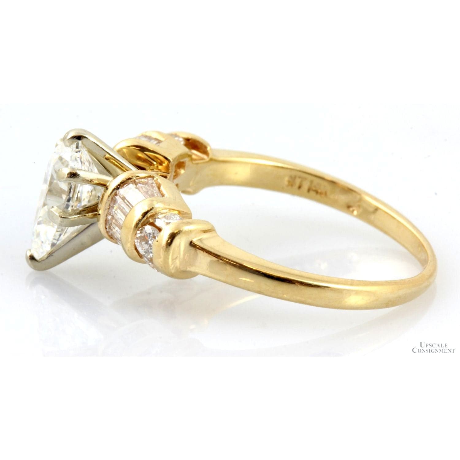 Designer 1.14ct Pear Brilliant Diamond 14K Yellow Gold Ring - Size 5 - Thumbnail 5