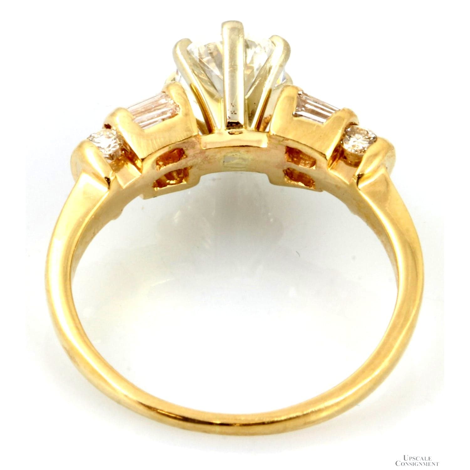 Designer 1.14ct Pear Brilliant Diamond 14K Yellow Gold Ring - Size 5 - Thumbnail 6