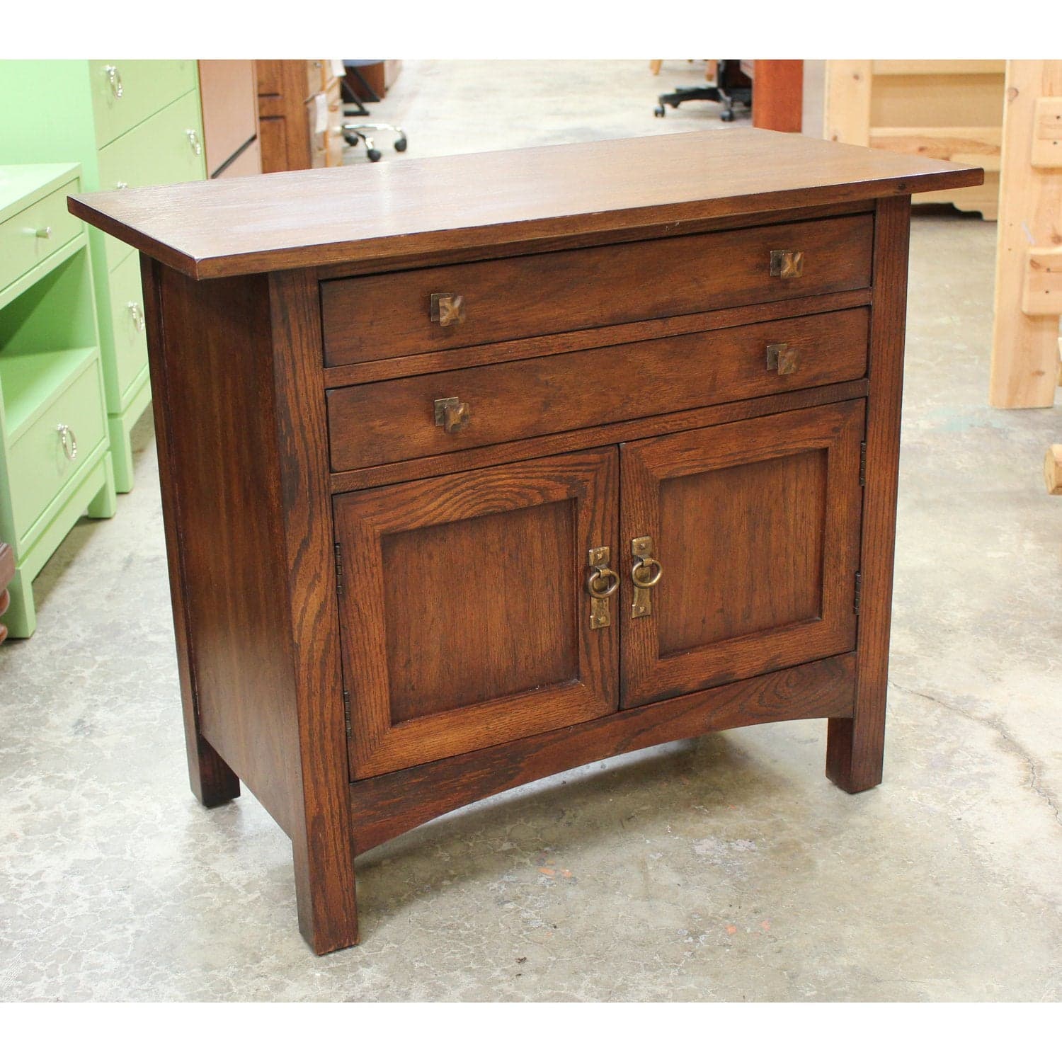 Century Craftsman Style Nightstand w/Cabinet - Dark Finish - Thumbnail 2