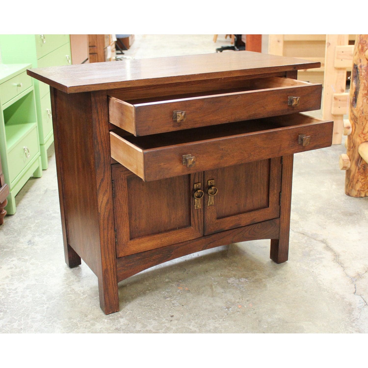 Century Craftsman Style Nightstand w/Cabinet - Dark Finish - Thumbnail 4