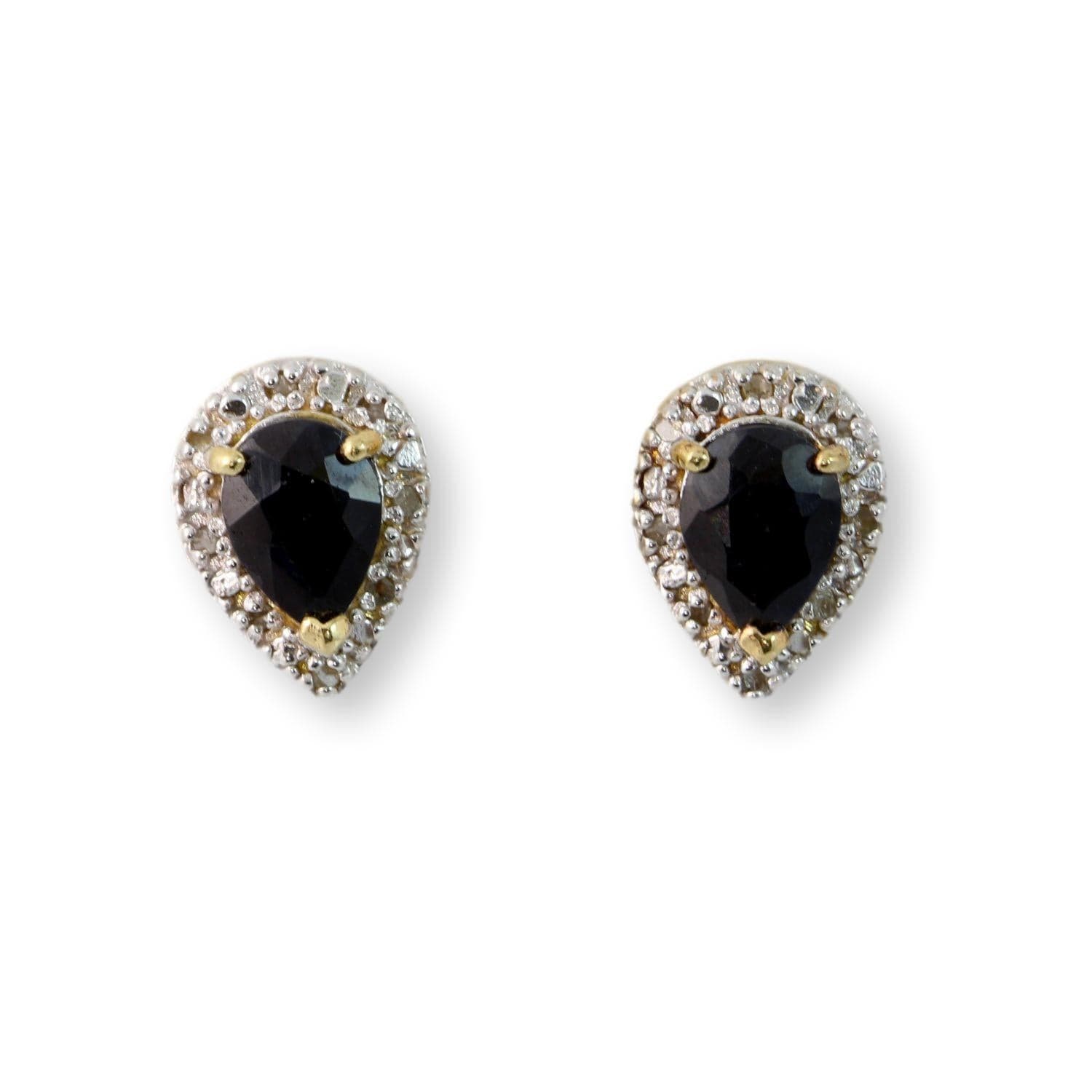 3ctw Black Sapphire Diamond 18K Gold Vermeil Earrings - Image 1