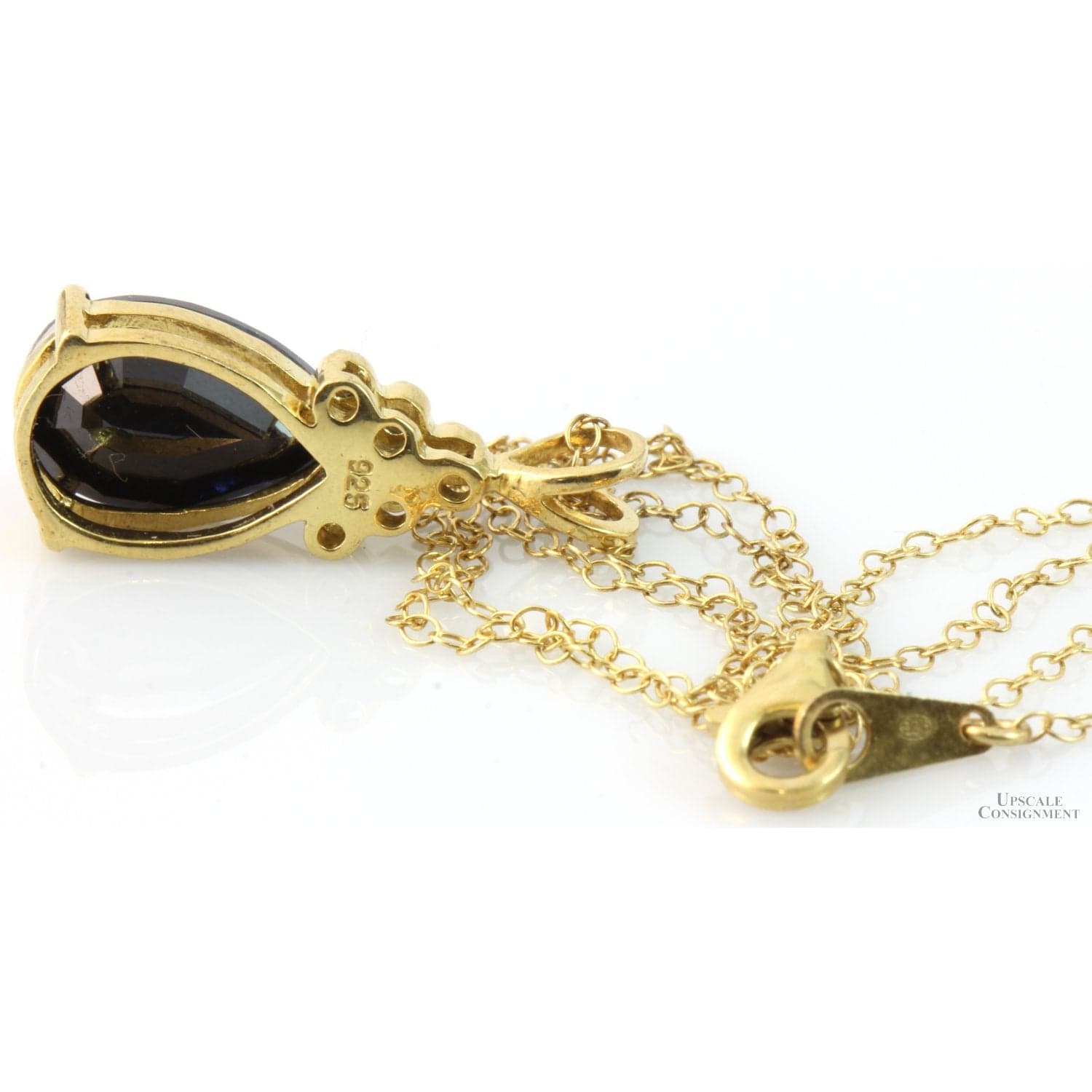 5.95ct Black Sapphire Diamond 18K Gold Vermeil Necklace - 18 in - Thumbnail 3