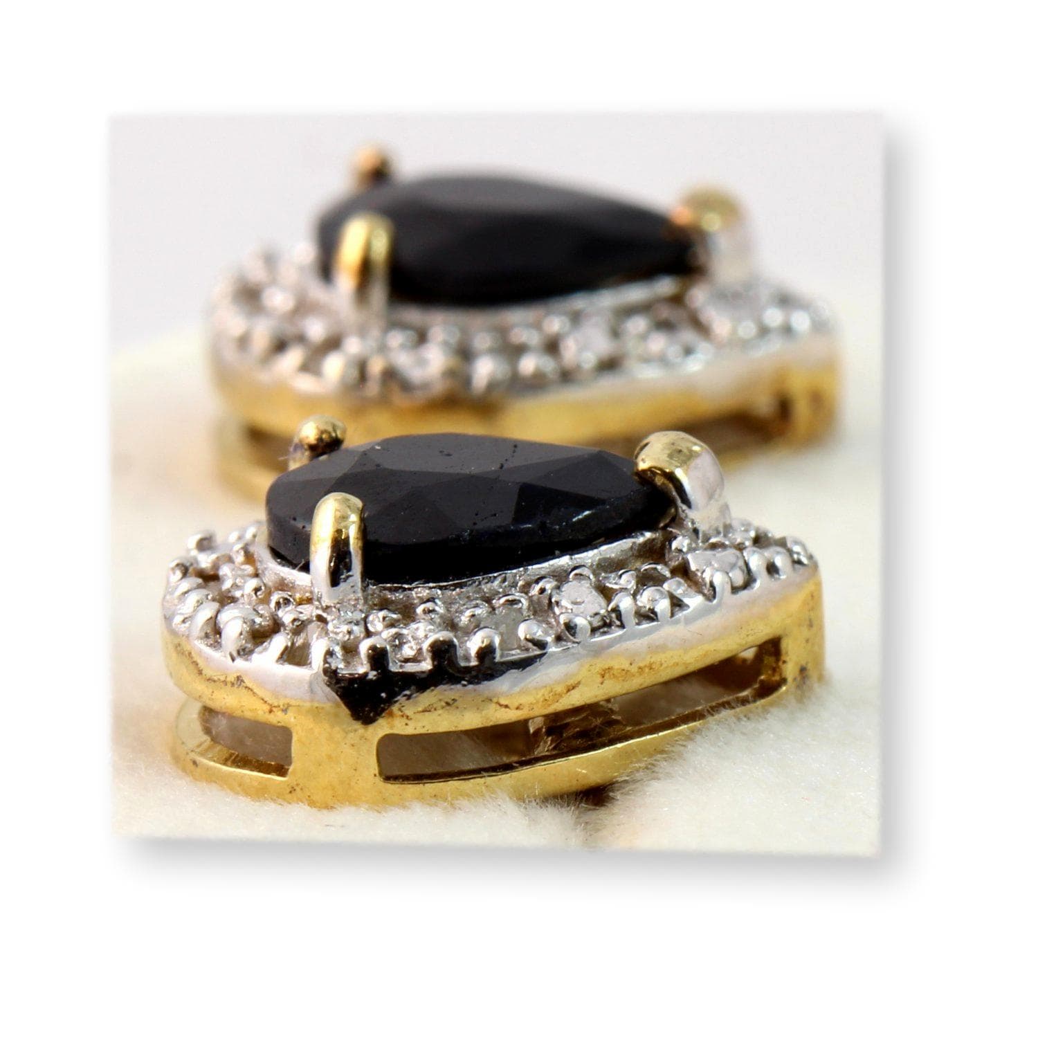 3ctw Black Sapphire Diamond 18K Gold Vermeil Earrings - Thumbnail 3