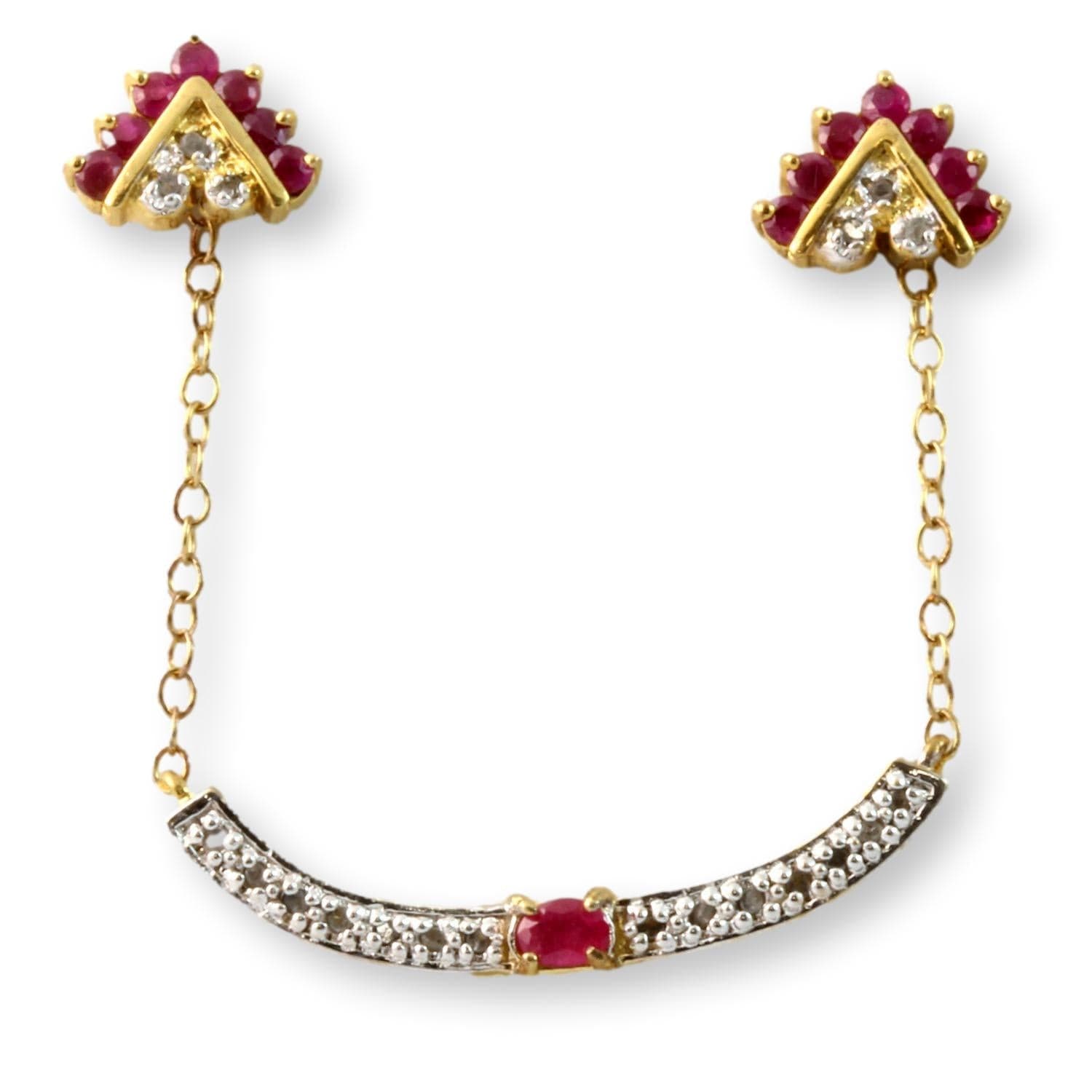 1.24ctw Ruby .07ctw Diamond 18K Vermeil Necklace & Earrings - 18 in - Image 1
