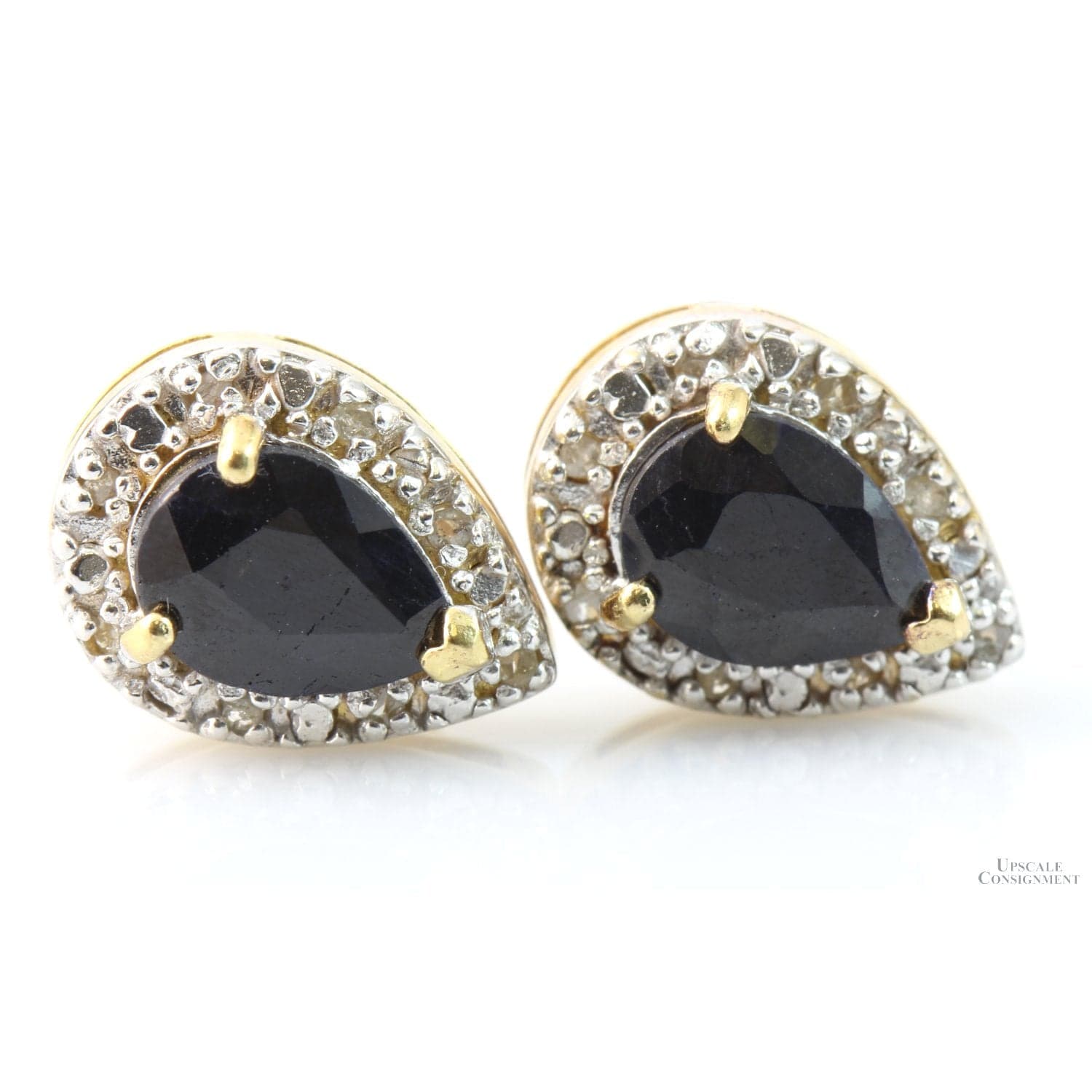 3ctw Black Sapphire Diamond 18K Gold Vermeil Earrings - Thumbnail 2