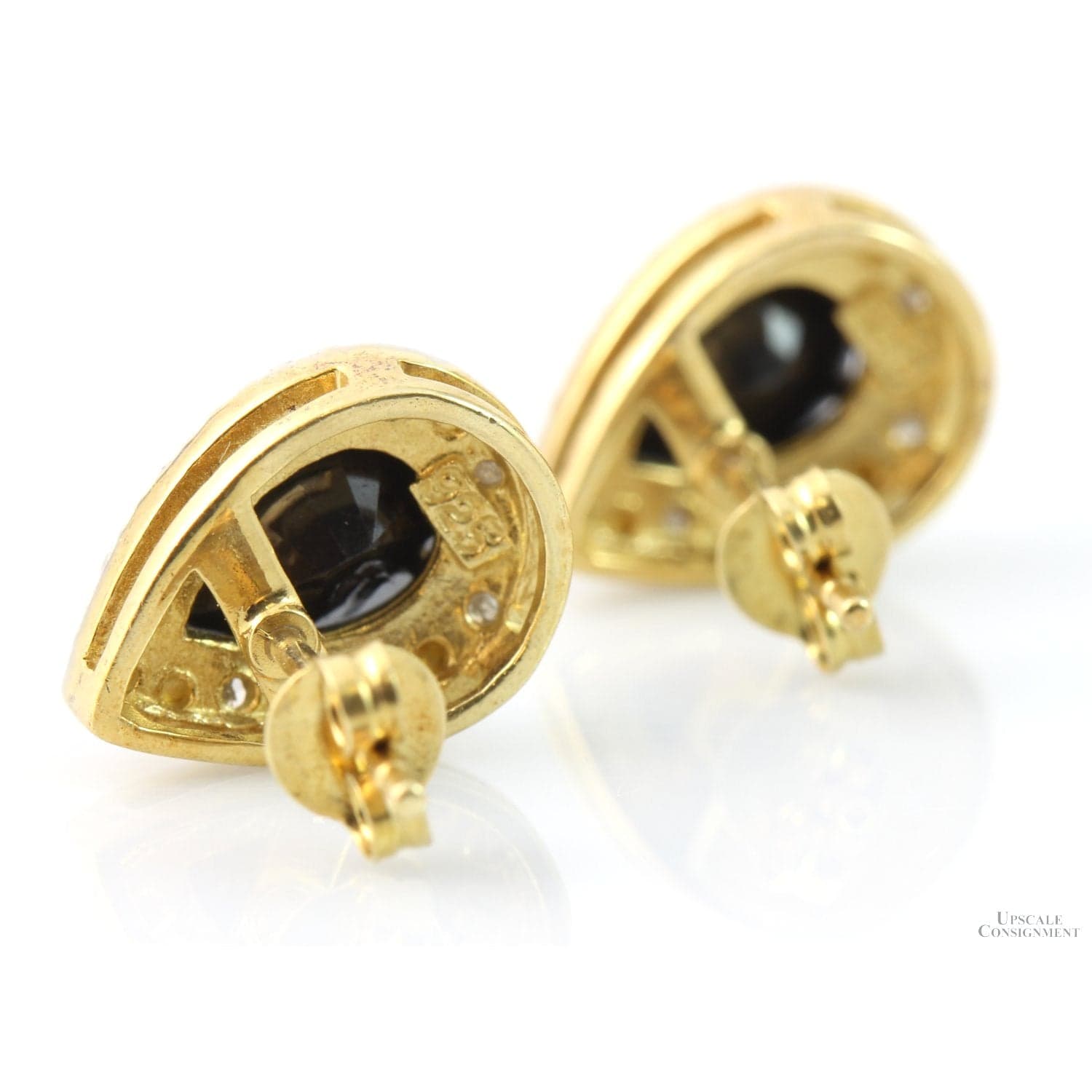 3ctw Black Sapphire Diamond 18K Gold Vermeil Earrings - Thumbnail 4