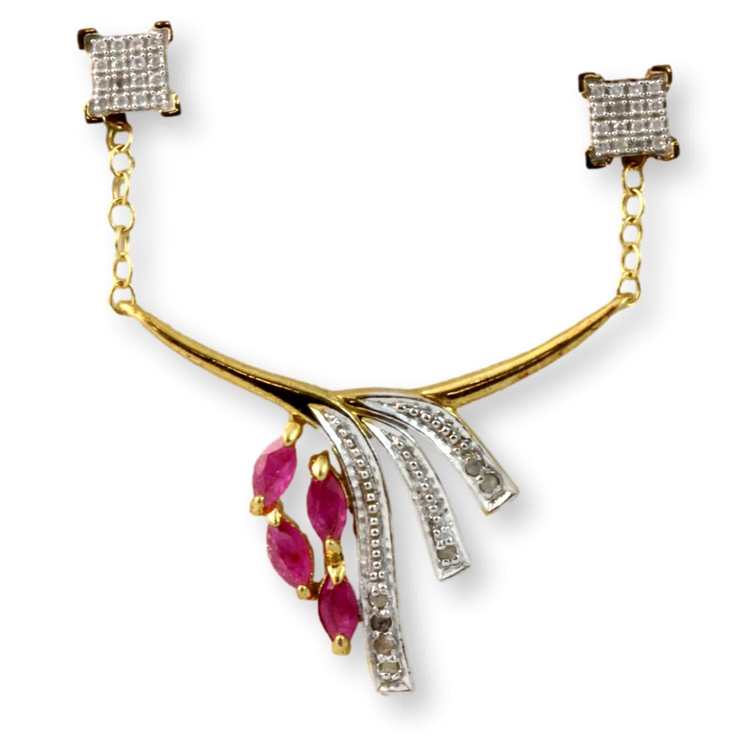 .75ctw Ruby & Diamond 18K Vermeil Necklace & Earring Set - 18 in - Image 1