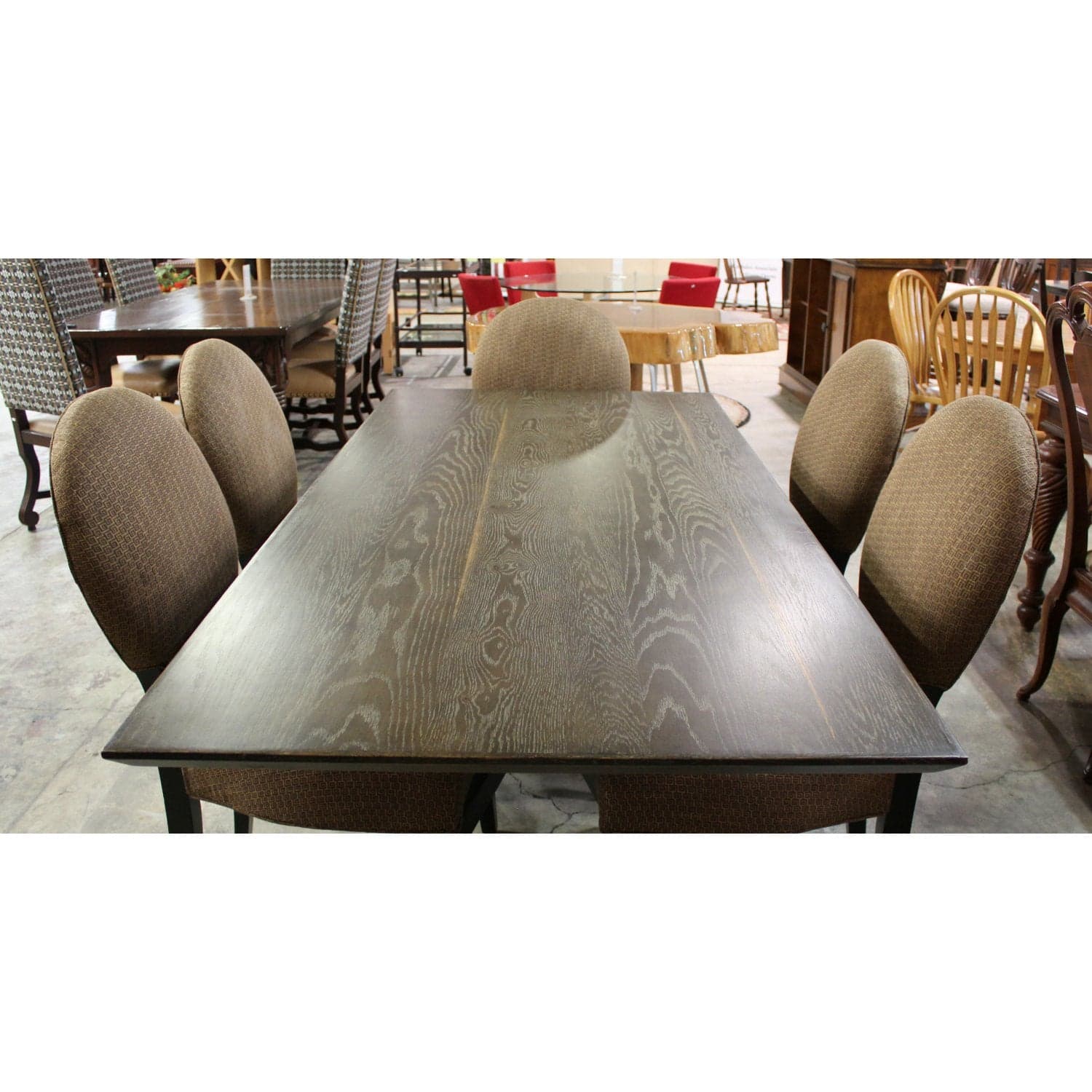 Vance Modern Dining Table w/6 Copper Chairs - Brown - Thumbnail 3