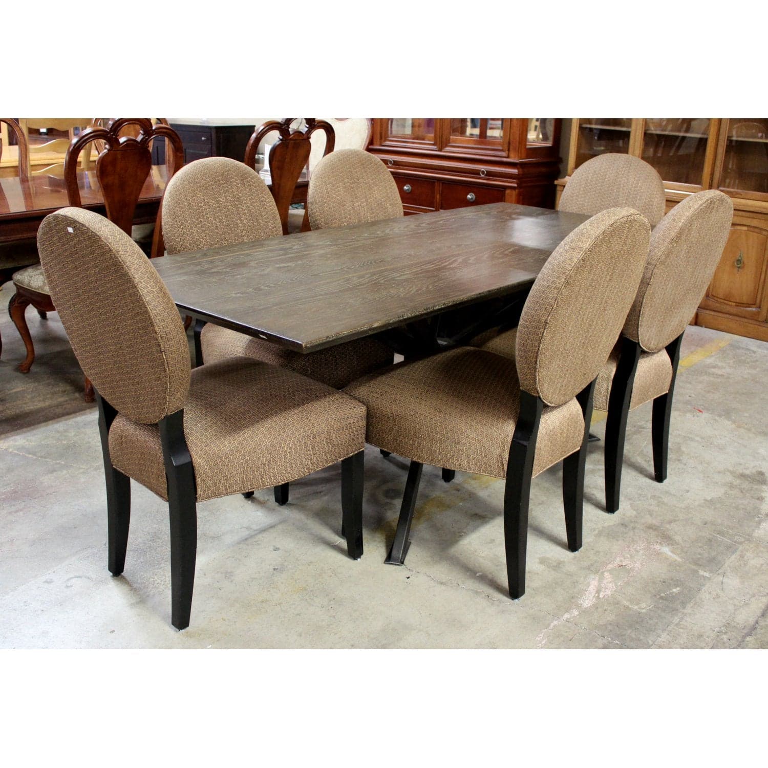 Vance Modern Dining Table w/6 Copper Chairs - Brown - Thumbnail 2