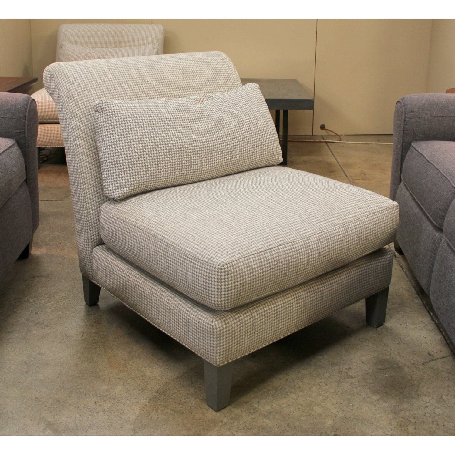 McCreary Modern Inc. Houndstooth Armless Accent Chair - Gray - Thumbnail 3