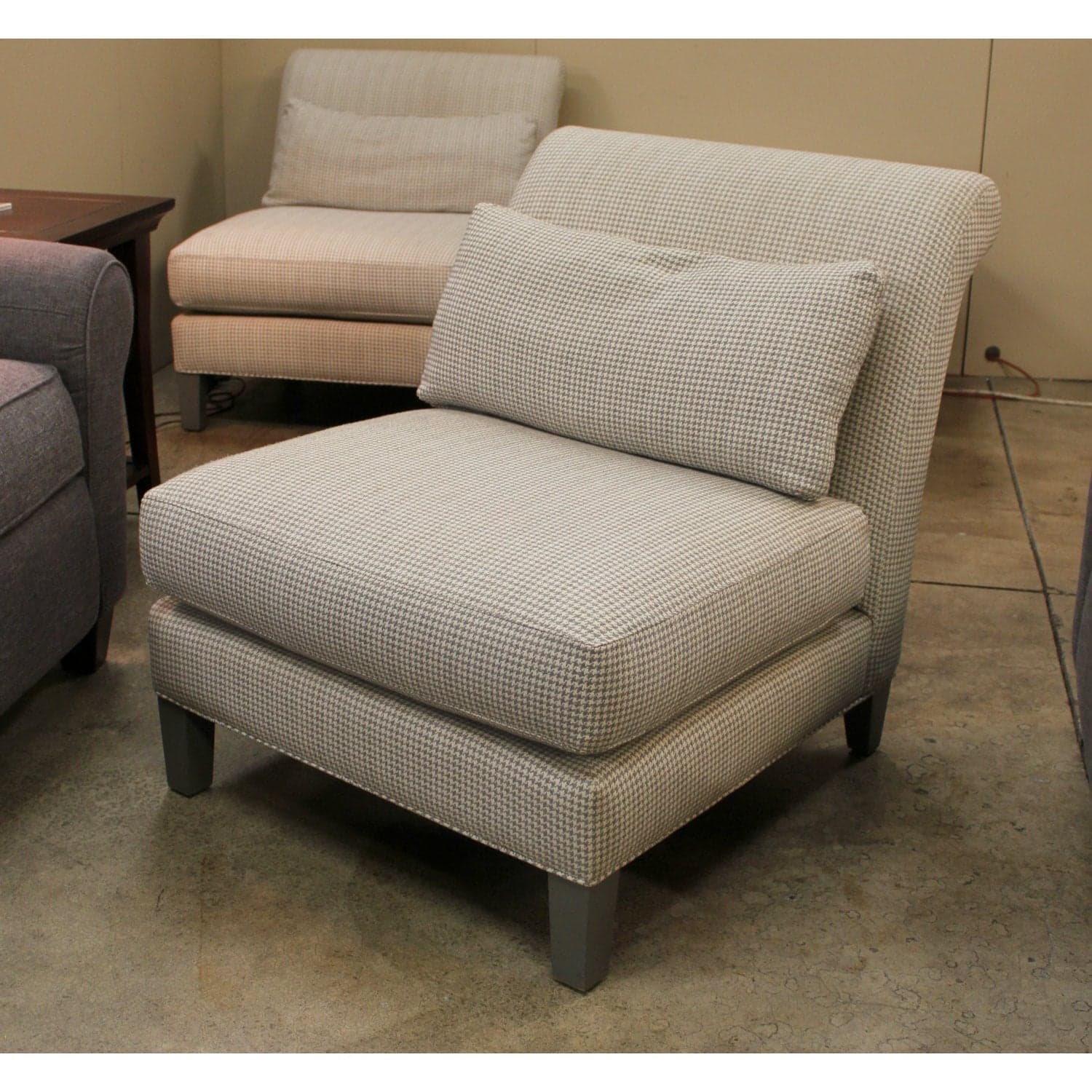 McCreary Modern Inc. Houndstooth Armless Accent Chair - Gray - Thumbnail 2