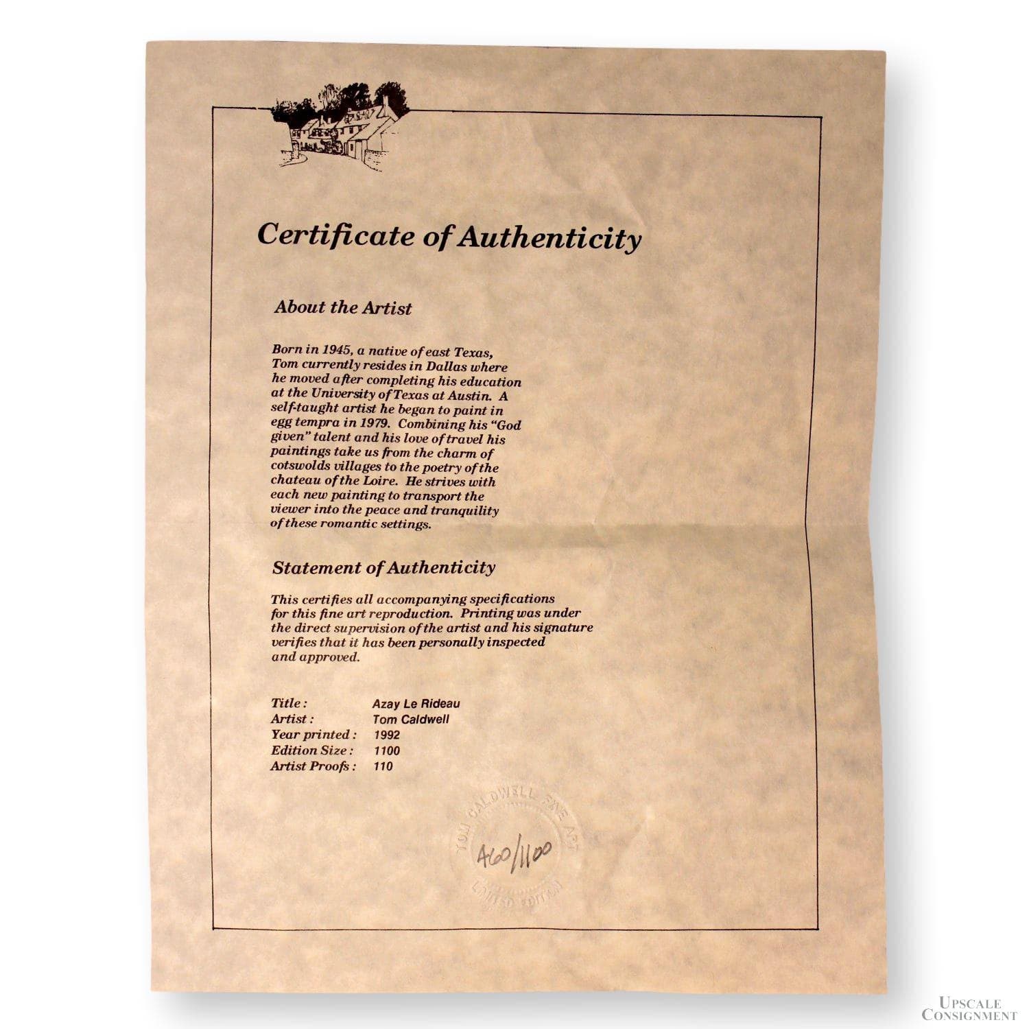 Tom Caldwell Signed Limited Edition Print 'Azay le Rideau' - Thumbnail 6