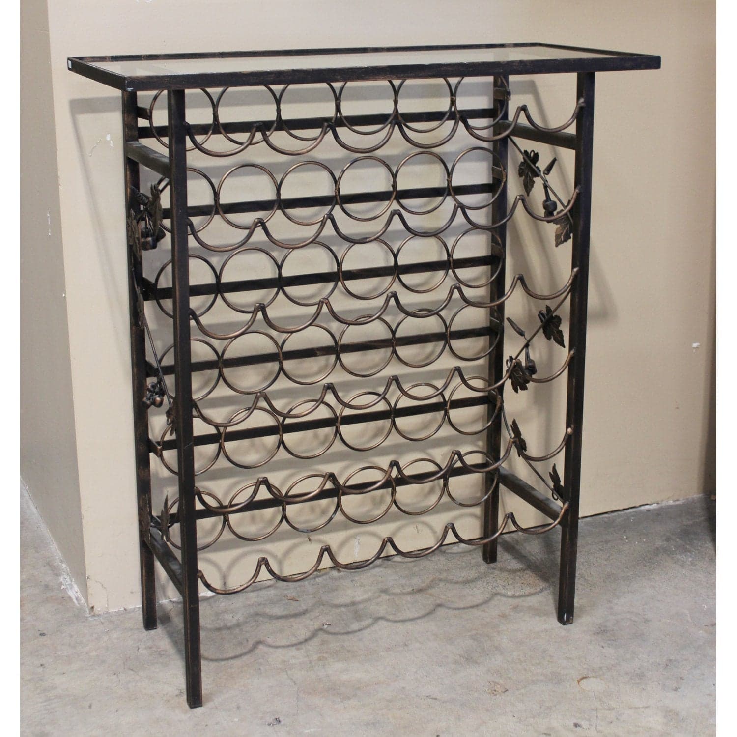 Wrought Iron Wine Rack w/Grape Vine Sides - Thumbnail 2