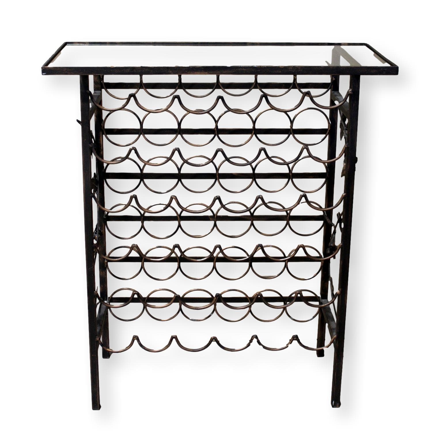 Wrought Iron Wine Rack w/Grape Vine Sides - Image 1