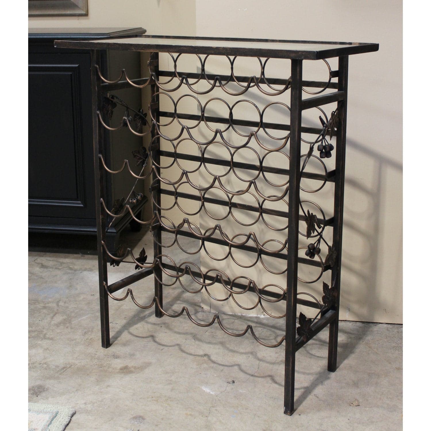 Wrought Iron Wine Rack w/Grape Vine Sides - Thumbnail 3