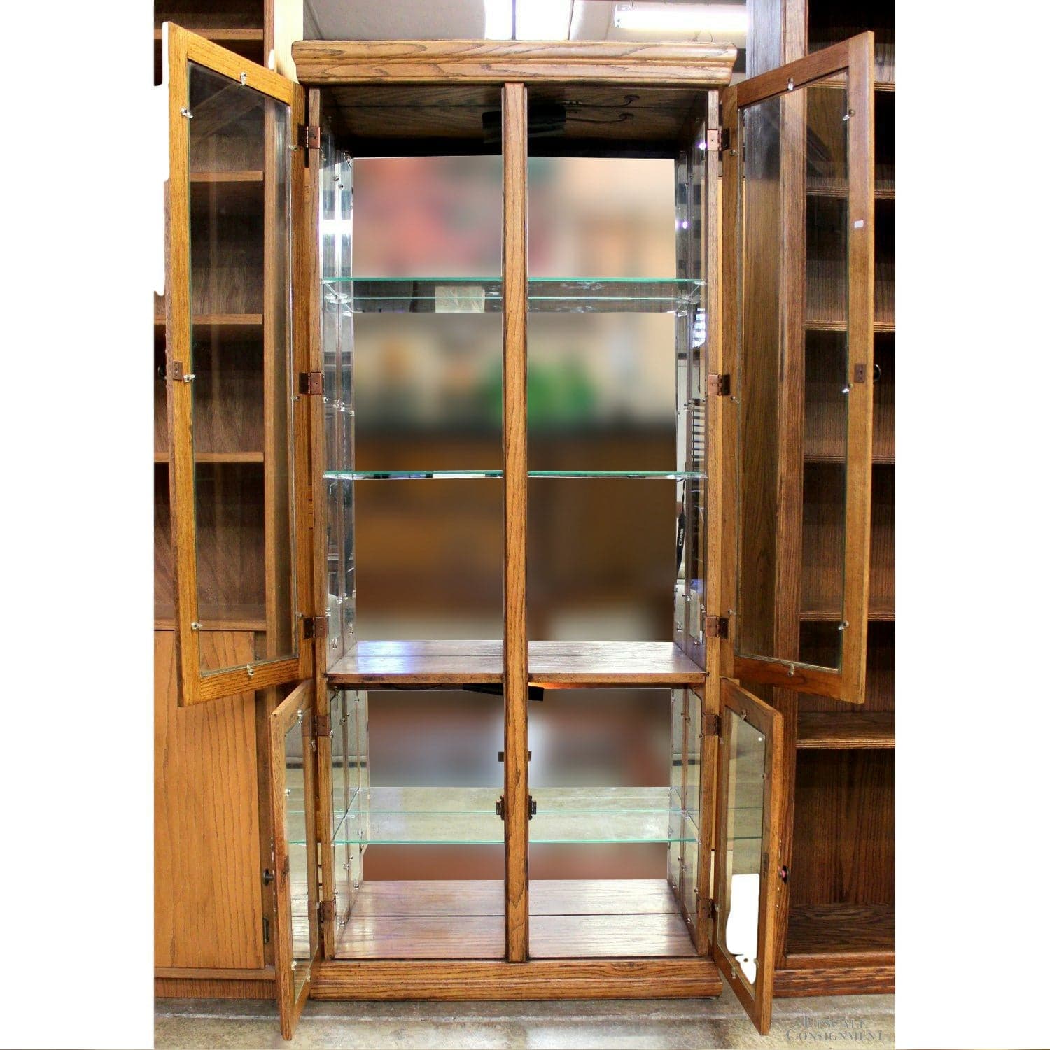 Oak 4 Door Curio Cabinet - Thumbnail 2