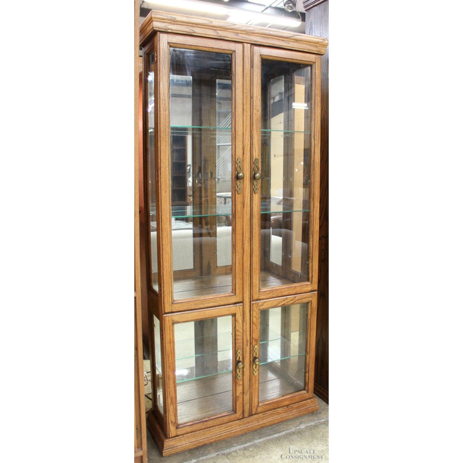 Oak 4 Door Curio Cabinet - Thumbnail 4