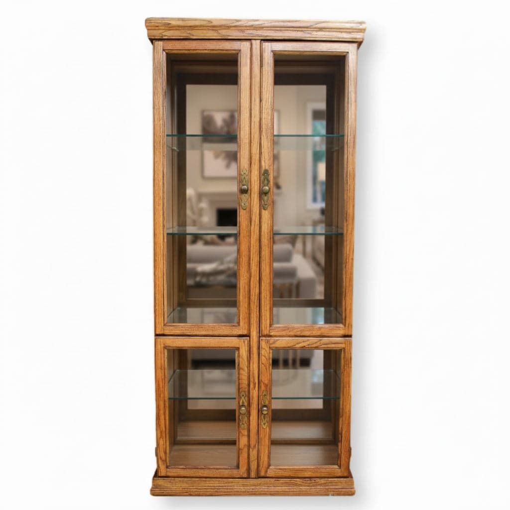 Oak 4 Door Curio Cabinet - Image 1