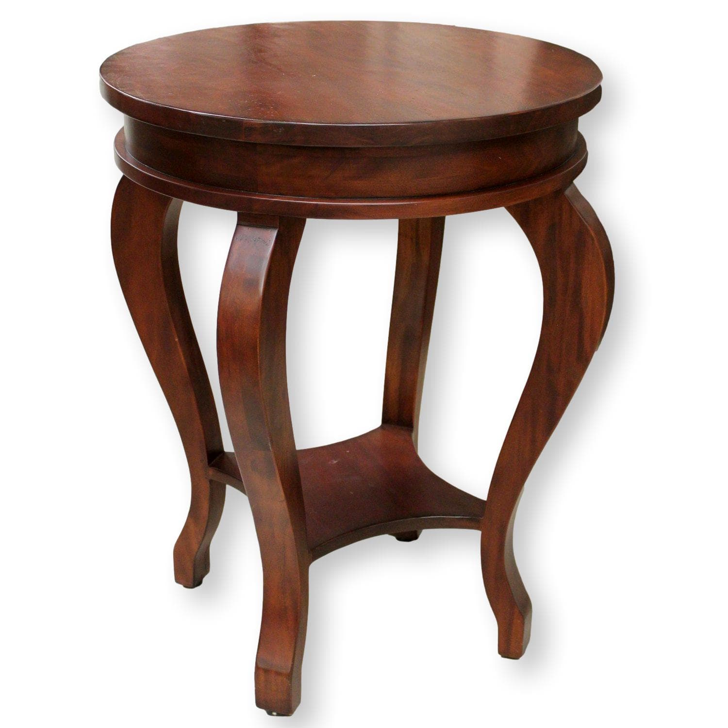 Round Mahogany End Table w/Curved Legs - Mahogany - Image 1