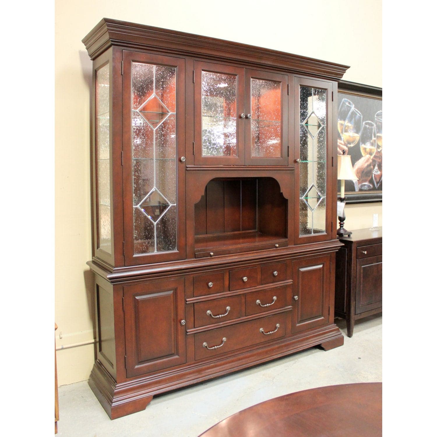 Stanley Furniture Seeded Glass Door China Cabinet - Dark Finish - Thumbnail 4