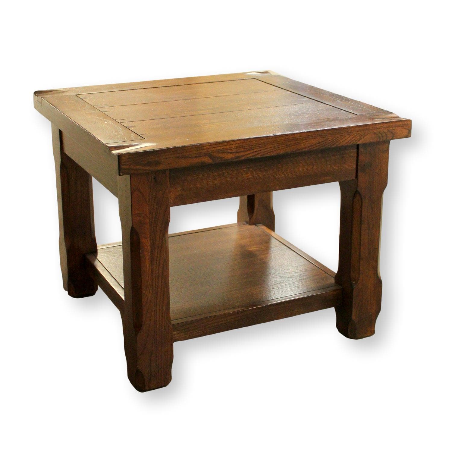 Rustic Square Oak End Table - Dark Oak - Image 1
