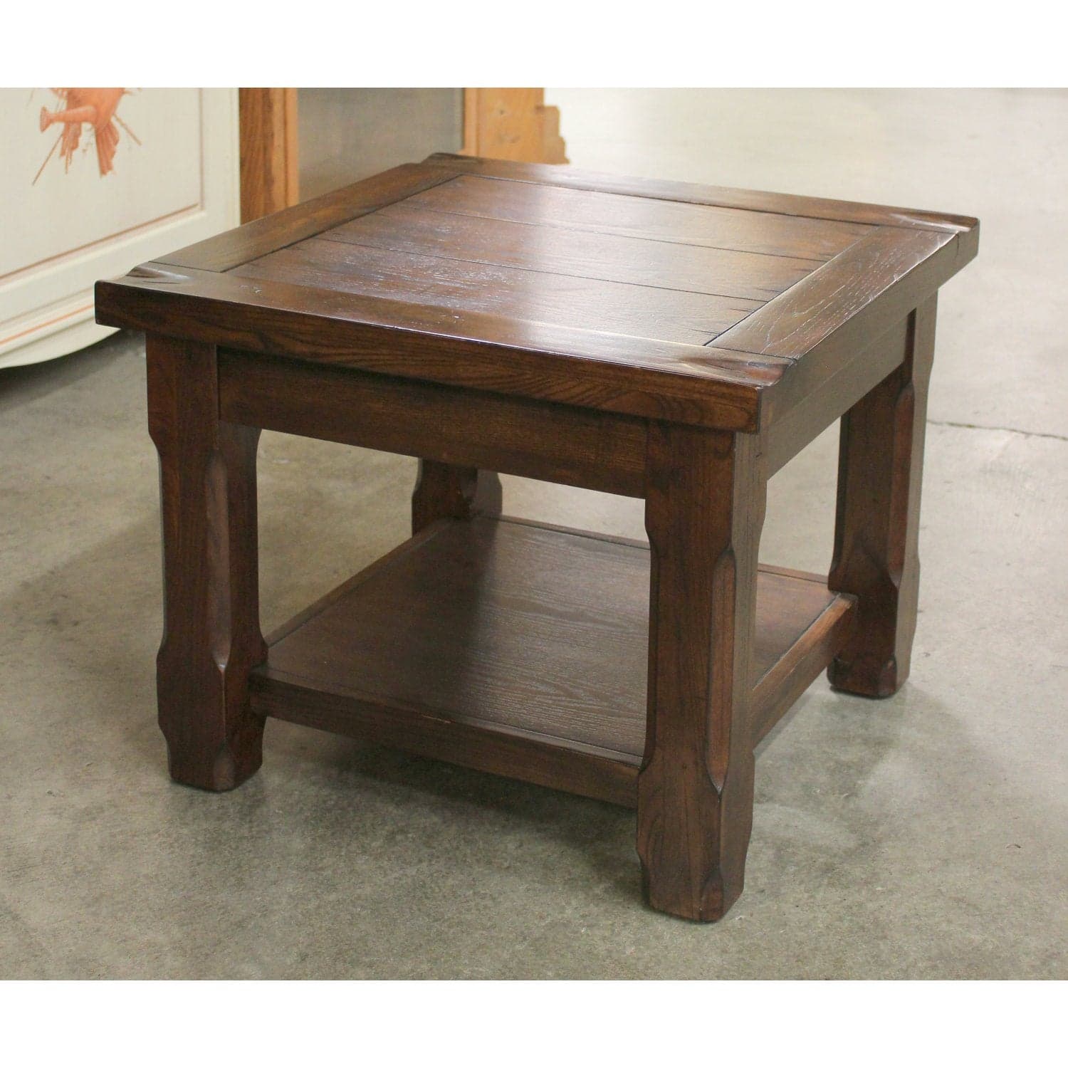 Rustic Square Oak End Table - Dark Oak - Thumbnail 3