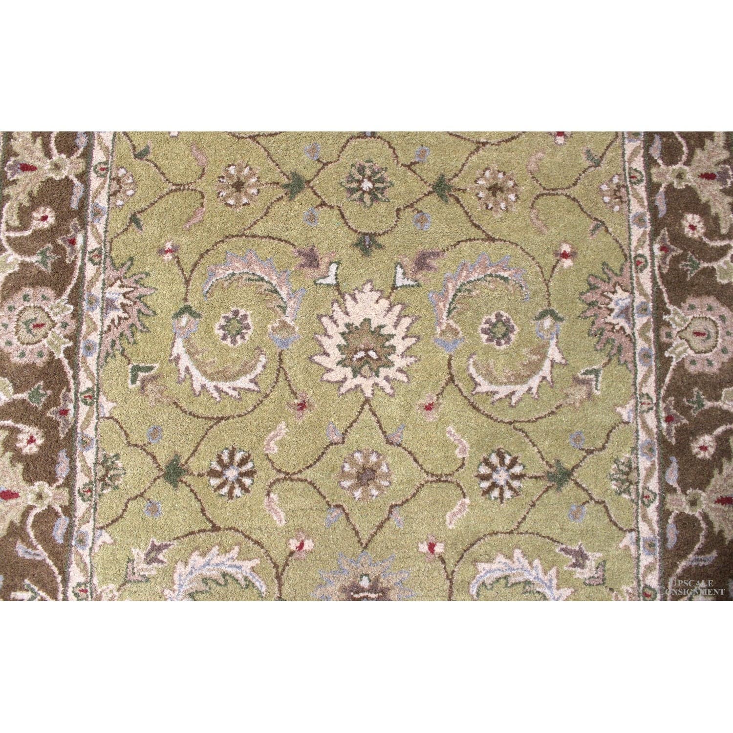 5' X 7' Green & Brown Wool Area Rug - Thumbnail 3