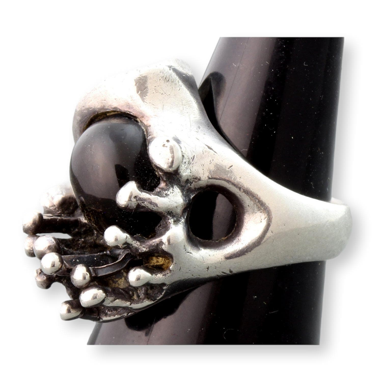 Modernist Fine 950 Silver Black Sapphire Ring by Mateo - Size 7.5 - Thumbnail 3