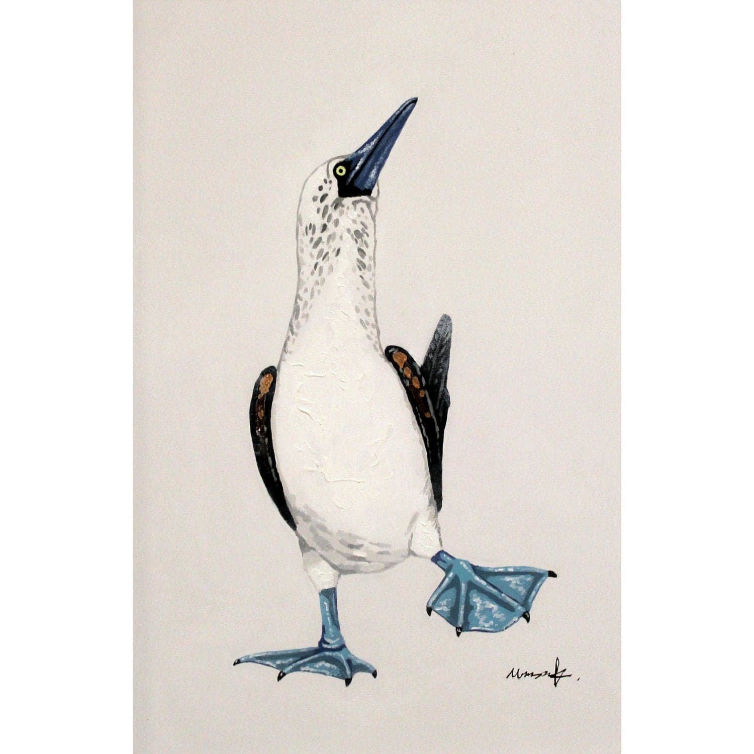 Framed Original Oil Blue Footed Booby - Thumbnail 2