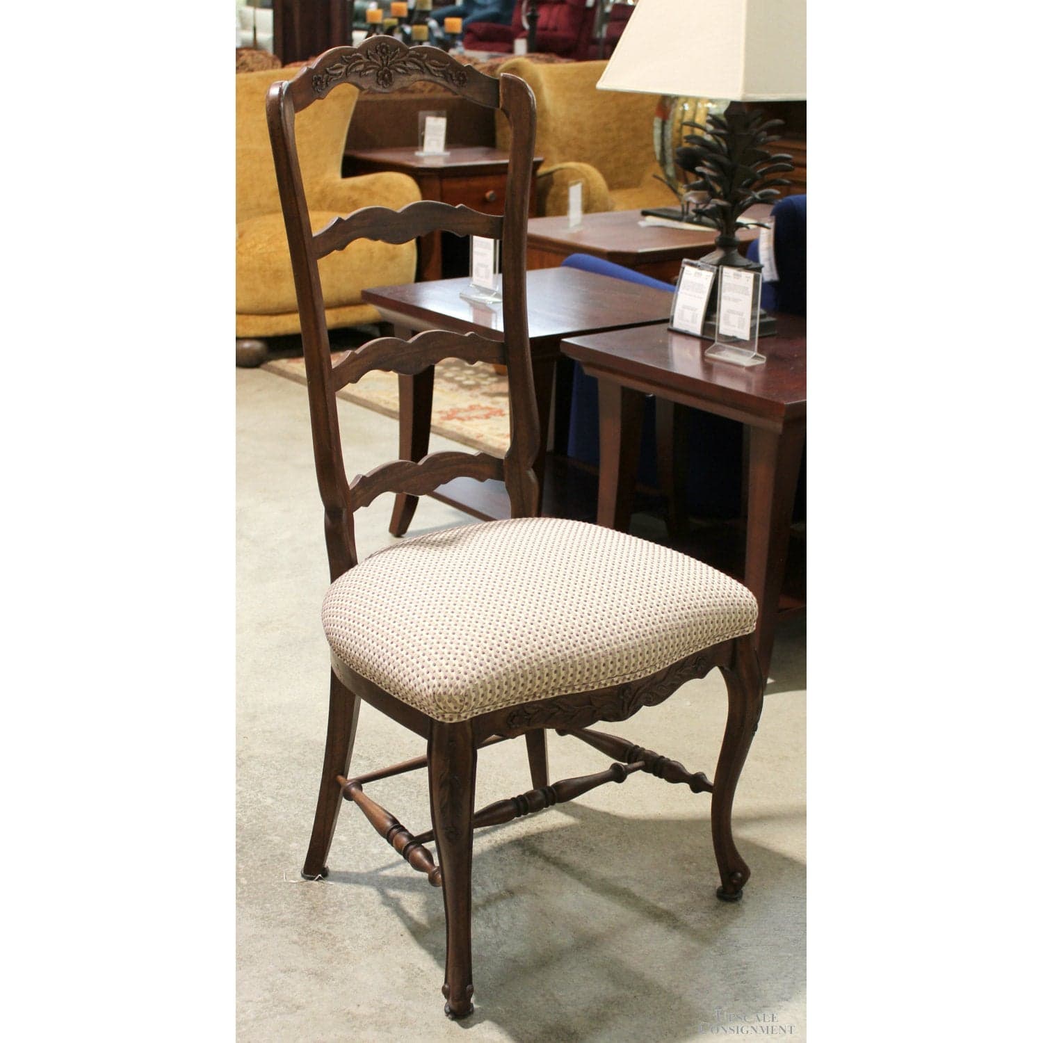 Walnut High Back French Provincial Accent Chair - Dark Finish - Thumbnail 2