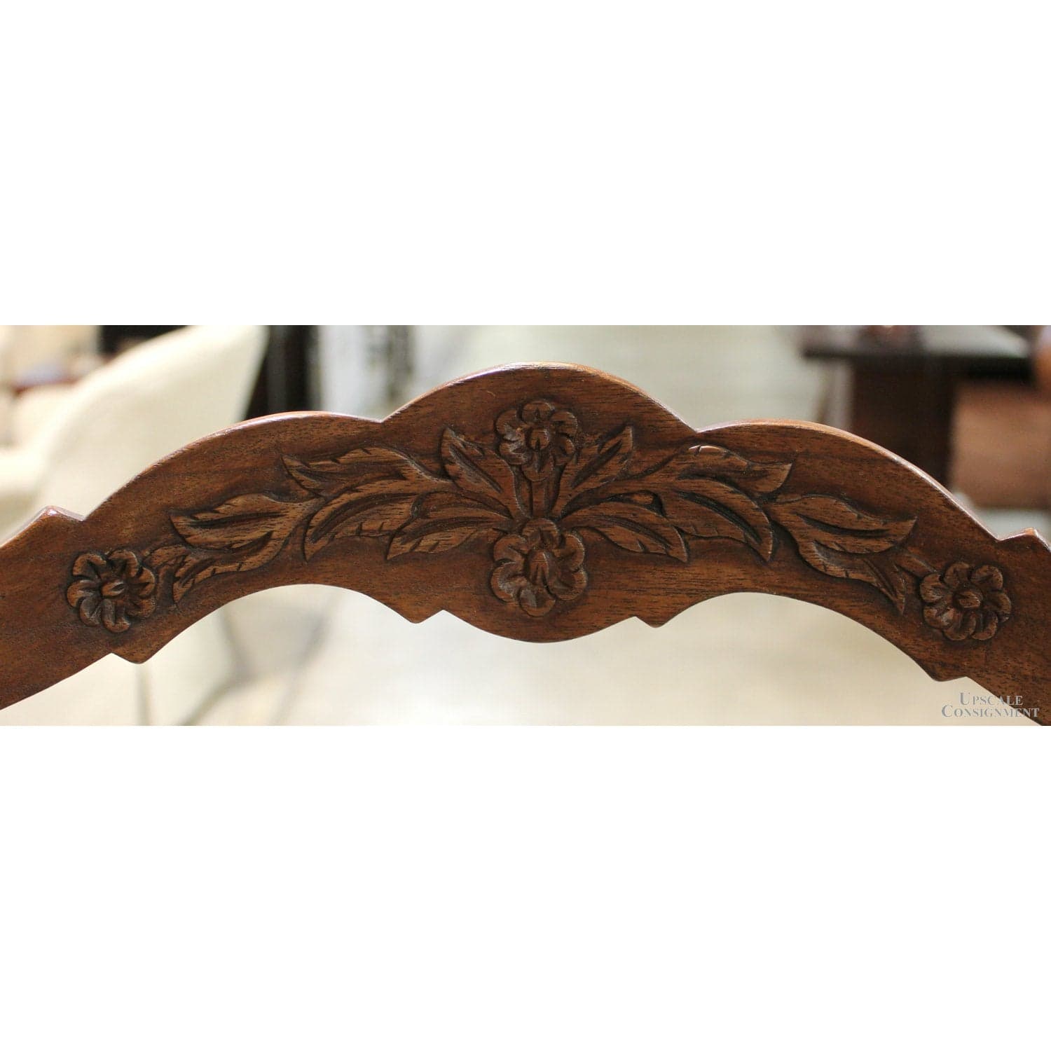 Walnut High Back French Provincial Accent Chair - Dark Finish - Thumbnail 4