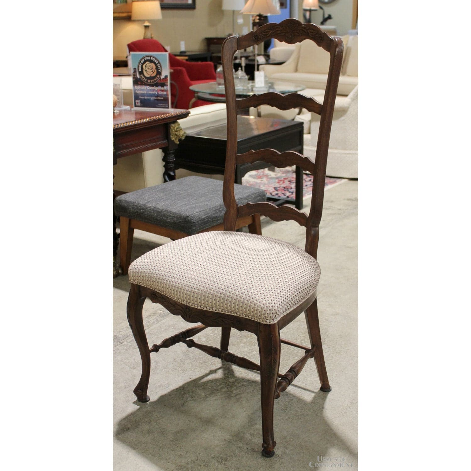 Walnut High Back French Provincial Accent Chair - Dark Finish - Thumbnail 3